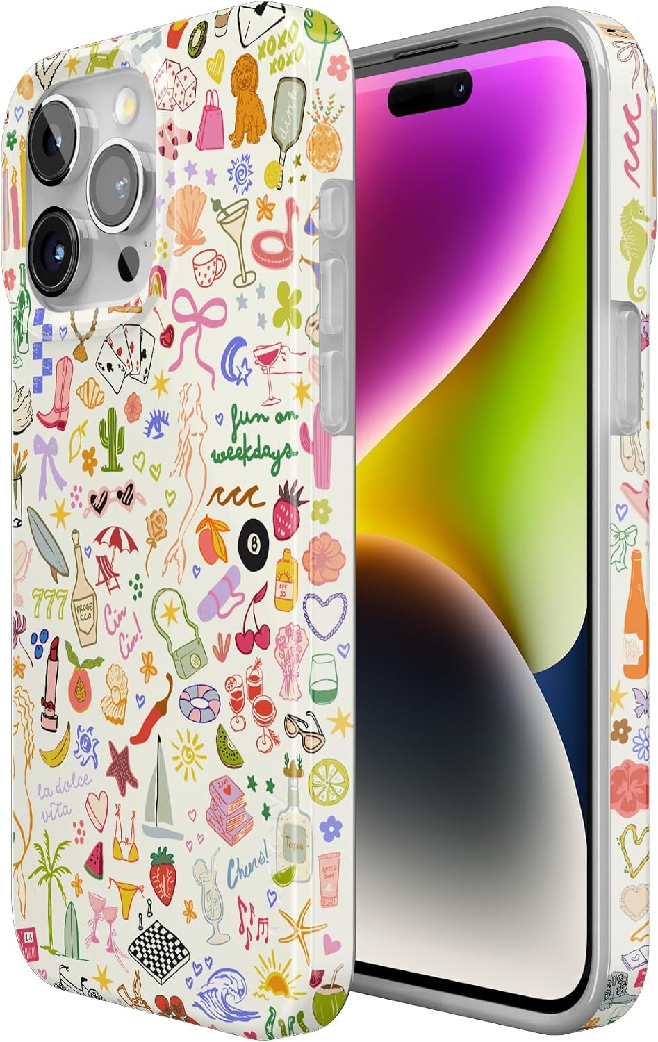 image:imageCasely iPhone 15 Pro Max Case Clear Skies Clear Shimmer Compatible with MagSafe Classic Ultra Slim DesignAll the Fun Things Fun on Weekdays