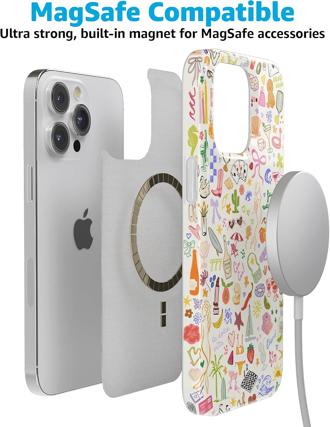 image:imageCasely iPhone 15 Pro Max Case Clear Skies Clear Shimmer Compatible with MagSafe Classic Ultra Slim DesignAll the Fun Things Fun on Weekdays