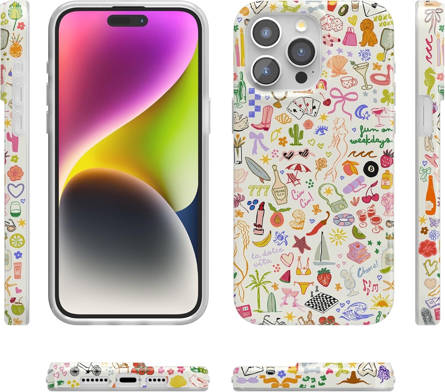 image:imageCasely iPhone 15 Pro Max Case Clear Skies Clear Shimmer Compatible with MagSafe Classic Ultra Slim DesignAll the Fun Things Fun on Weekdays
