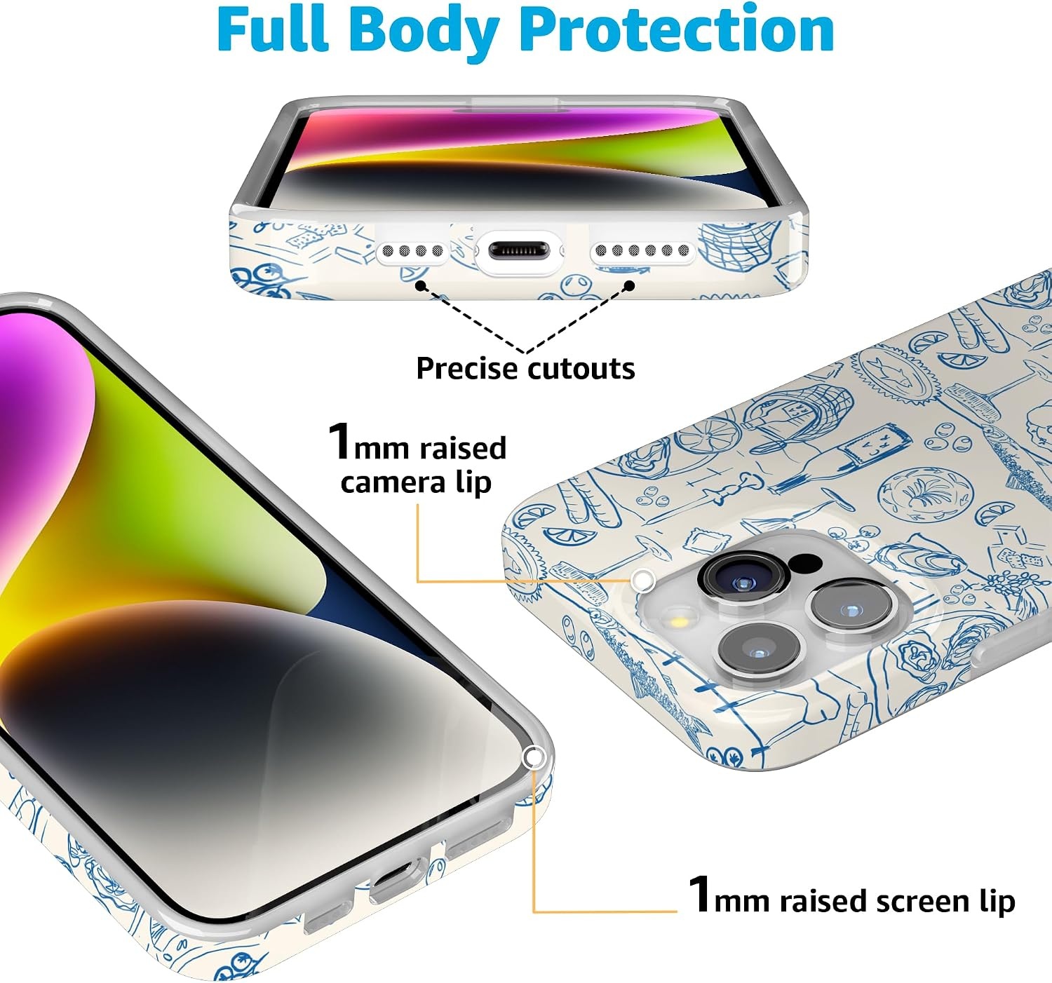 image:imageCasely iPhone 15 Pro Max Case Clear Skies Clear Shimmer Compatible with MagSafe Classic Ultra Slim DesignAmalfi Aperitivo Dolce Vita