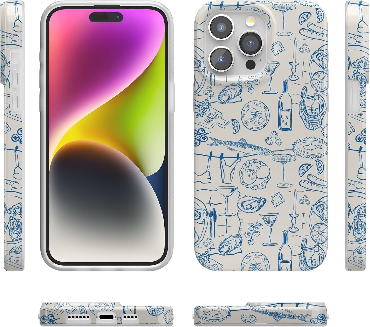 image:imageCasely iPhone 15 Pro Max Case Clear Skies Clear Shimmer Compatible with MagSafe Classic Ultra Slim DesignAmalfi Aperitivo Dolce Vita