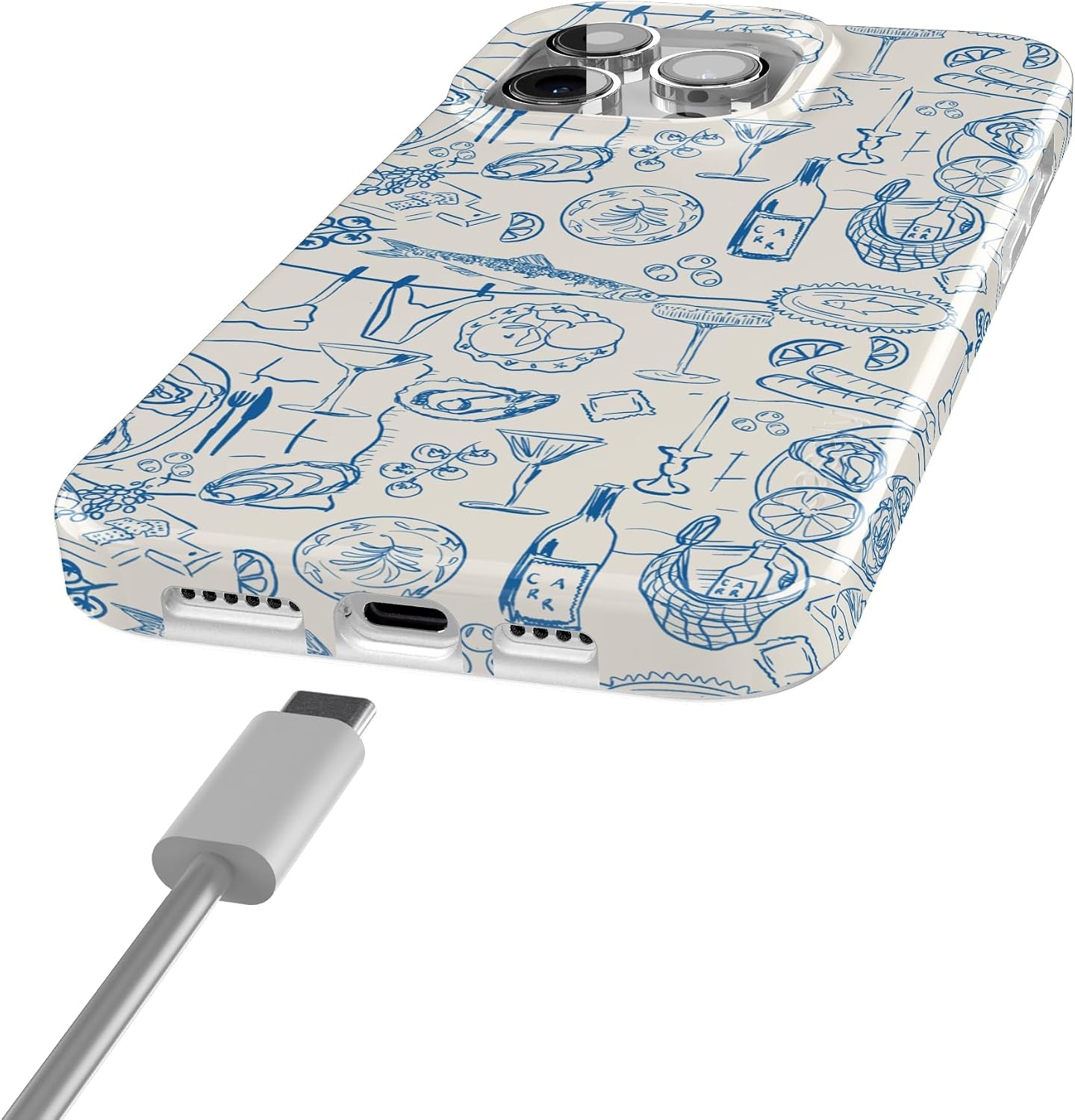 image:imageCasely iPhone 15 Pro Max Case Clear Skies Clear Shimmer Compatible with MagSafe Classic Ultra Slim DesignAmalfi Aperitivo Dolce Vita