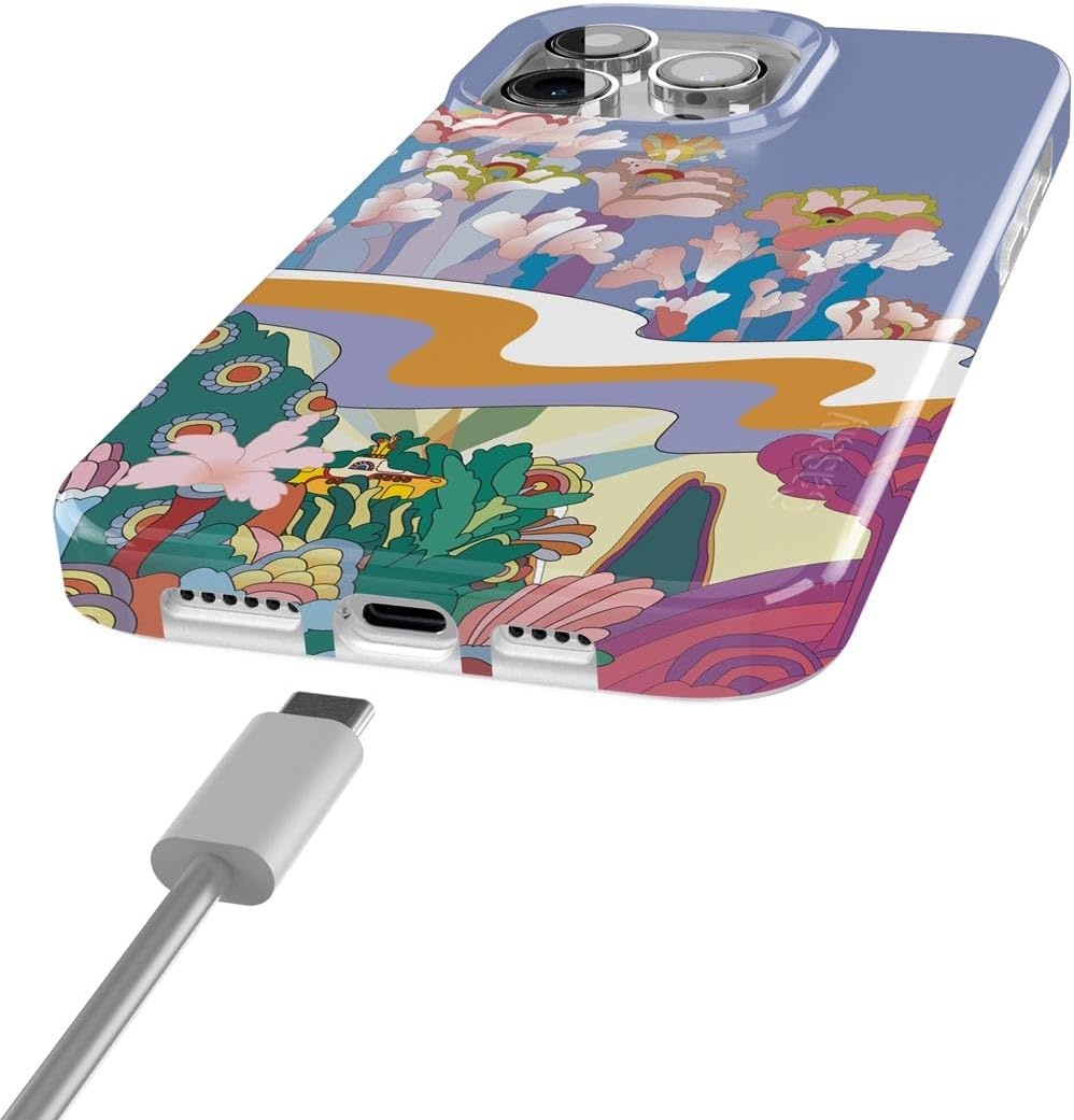 image:imageCasely iPhone 15 Pro Max Case Clear Skies Clear Shimmer Compatible with MagSafe Classic Ultra Slim DesignBeneath the Waves The Beatles Yellow Submarine