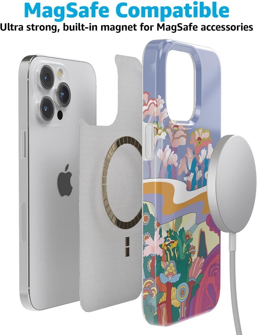 image:imageCasely iPhone 15 Pro Max Case Clear Skies Clear Shimmer Compatible with MagSafe Classic Ultra Slim DesignBeneath the Waves The Beatles Yellow Submarine