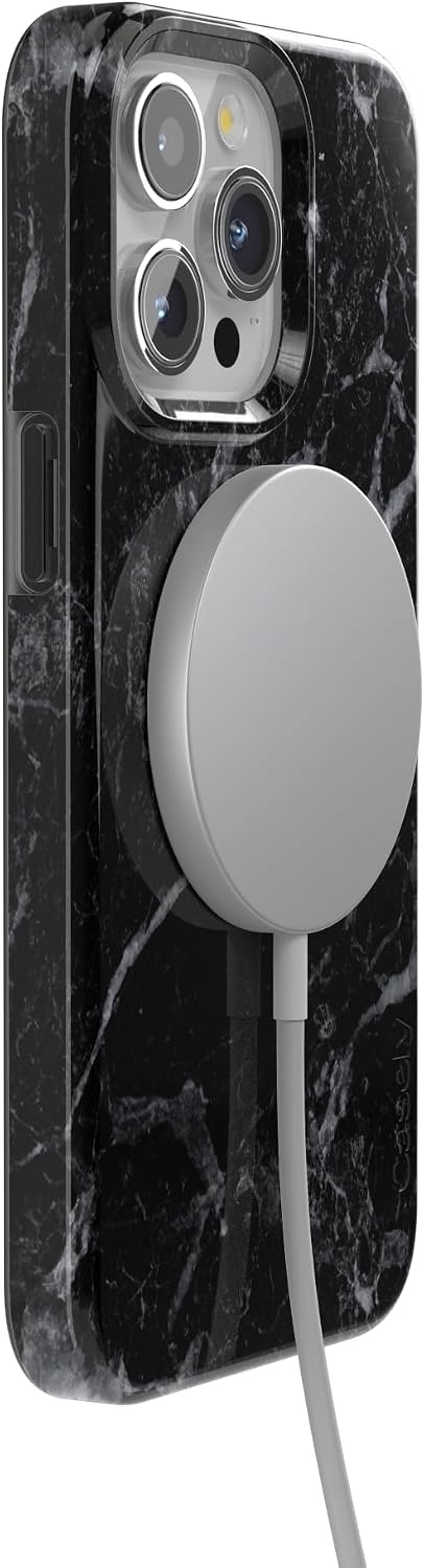 image:imageCasely iPhone 15 Pro Max Case Clear Skies Clear Shimmer Compatible with MagSafe Classic Ultra Slim DesignBlack Pearl Marble