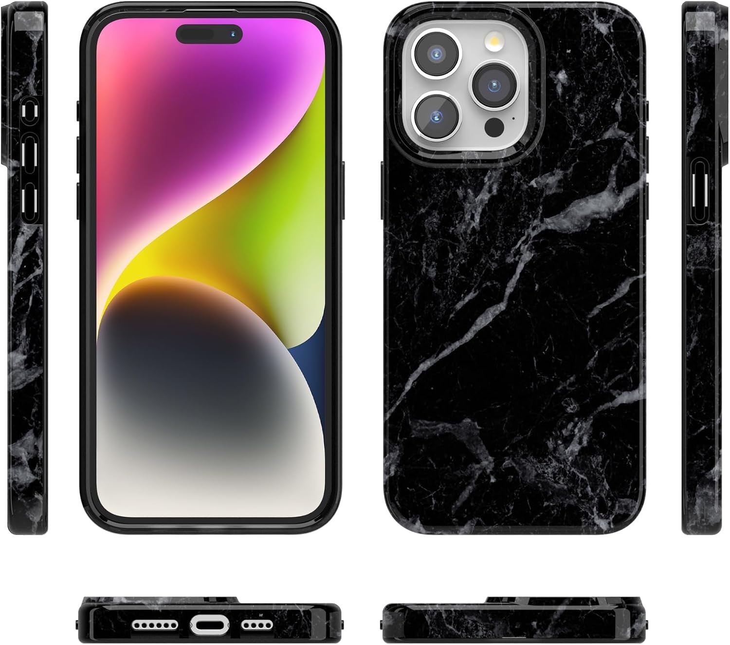 image:imageCasely iPhone 15 Pro Max Case Clear Skies Clear Shimmer Compatible with MagSafe Classic Ultra Slim DesignBlack Pearl Marble