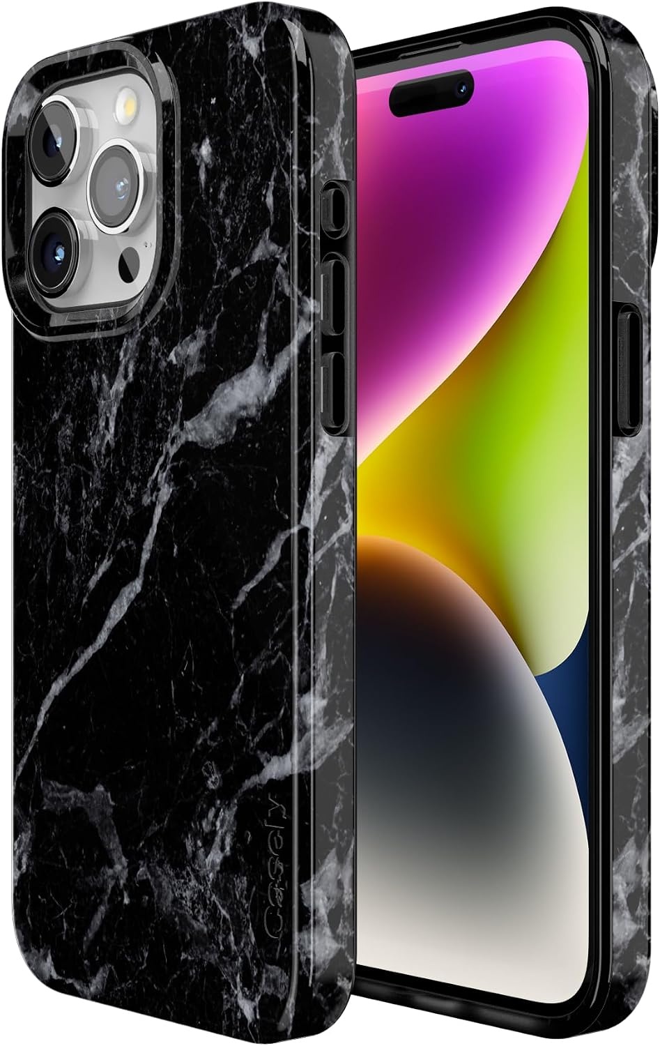 image:imageCasely iPhone 15 Pro Max Case Clear Skies Clear Shimmer Compatible with MagSafe Classic Ultra Slim DesignBlack Pearl Marble