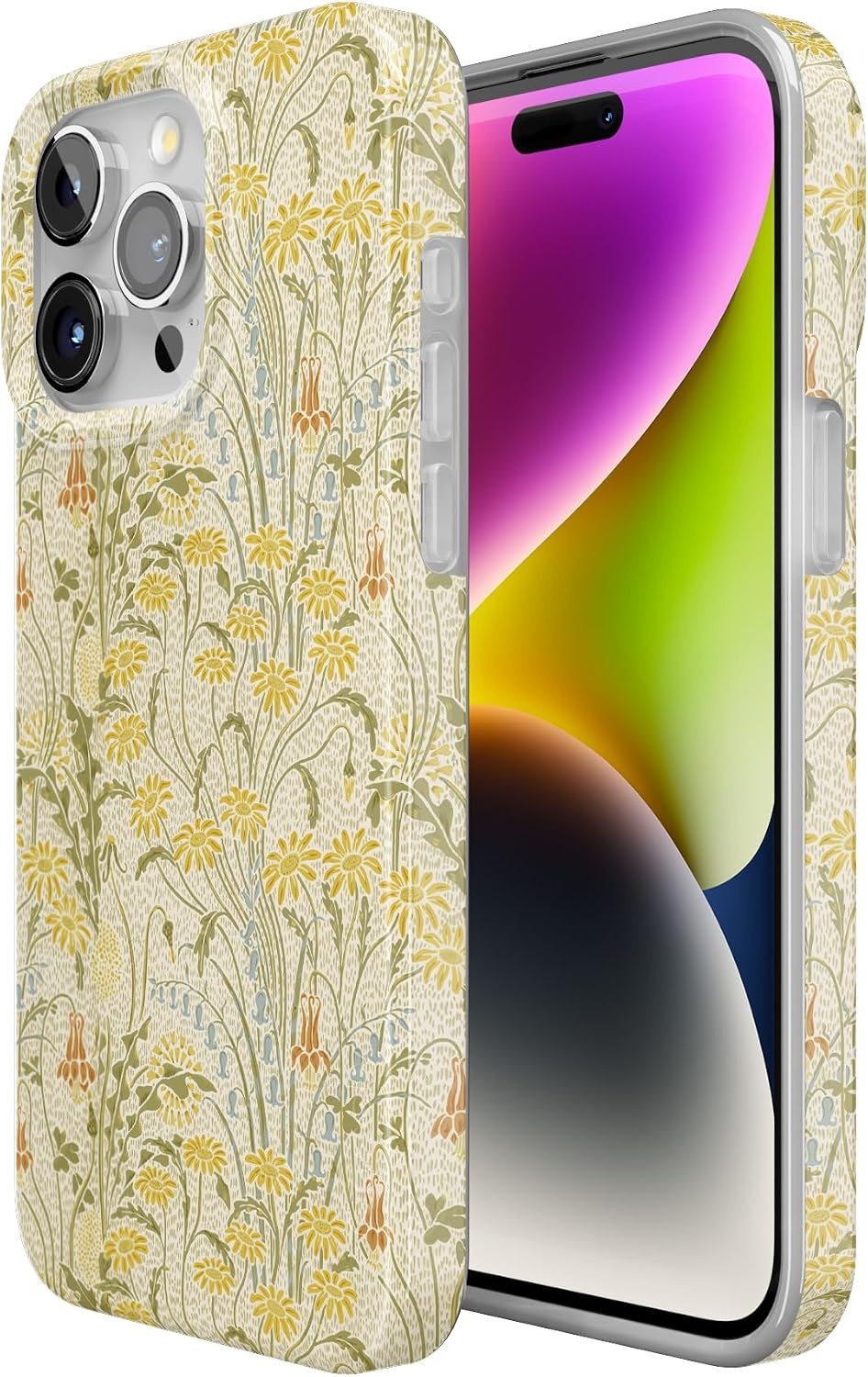 image:imageCasely iPhone 15 Pro Max Case Clear Skies Clear Shimmer Compatible with MagSafe Classic Ultra Slim DesignBoho Blooms Golden Floral