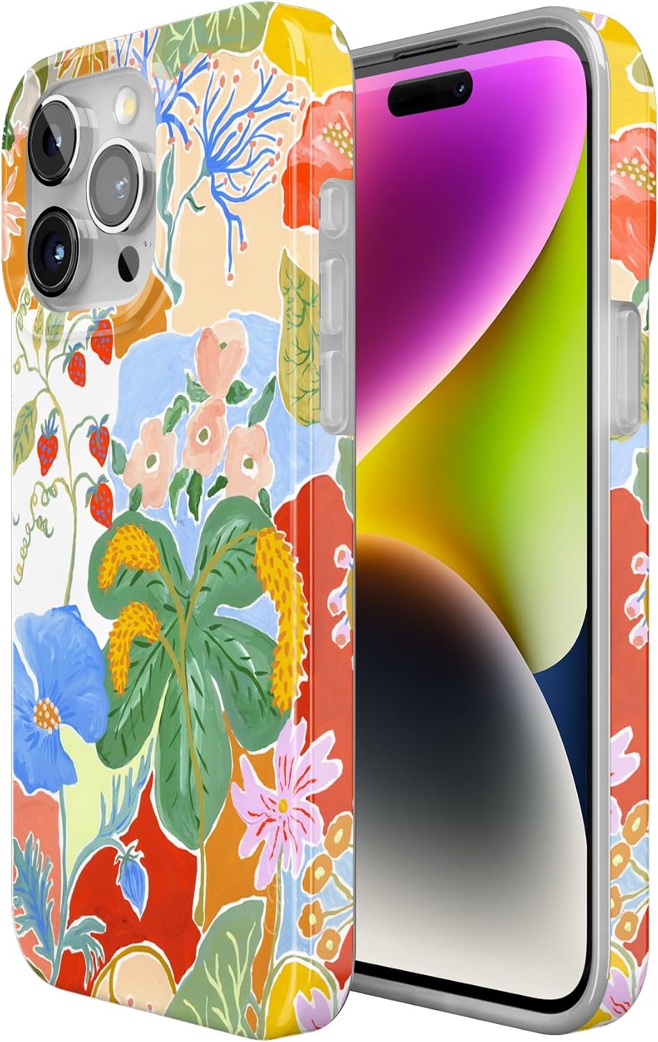image:imageCasely iPhone 15 Pro Max Case Clear Skies Clear Shimmer Compatible with MagSafe Classic Ultra Slim DesignBotanical Blooms Floral Patchwork
