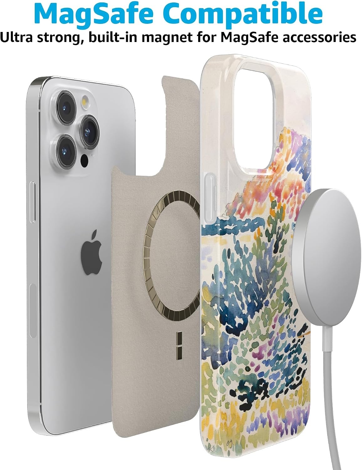 image:imageCasely iPhone 15 Pro Max Case Clear Skies Clear Shimmer Compatible with MagSafe Classic Ultra Slim DesignCalm Waters The Met Museum