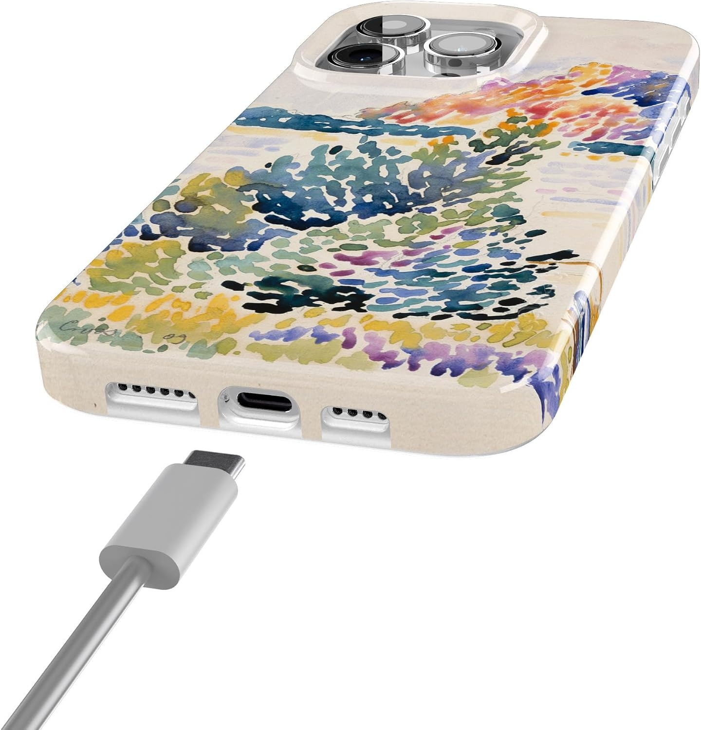 image:imageCasely iPhone 15 Pro Max Case Clear Skies Clear Shimmer Compatible with MagSafe Classic Ultra Slim DesignCalm Waters The Met Museum