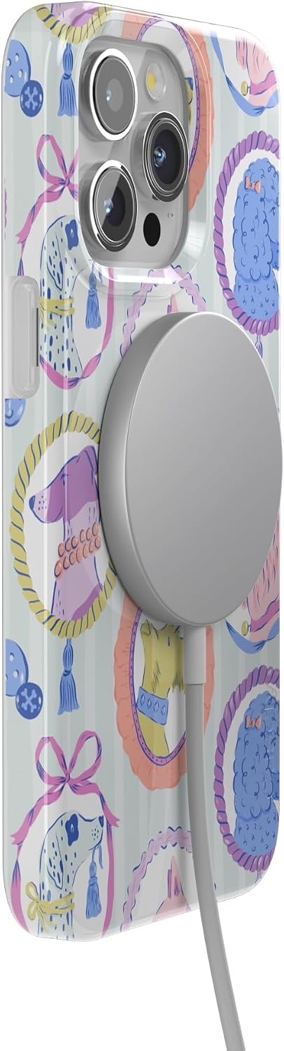 image:imageCasely iPhone 15 Pro Max Case Clear Skies Clear Shimmer Compatible with MagSafe Classic Ultra Slim DesignChateau Pups French Dog