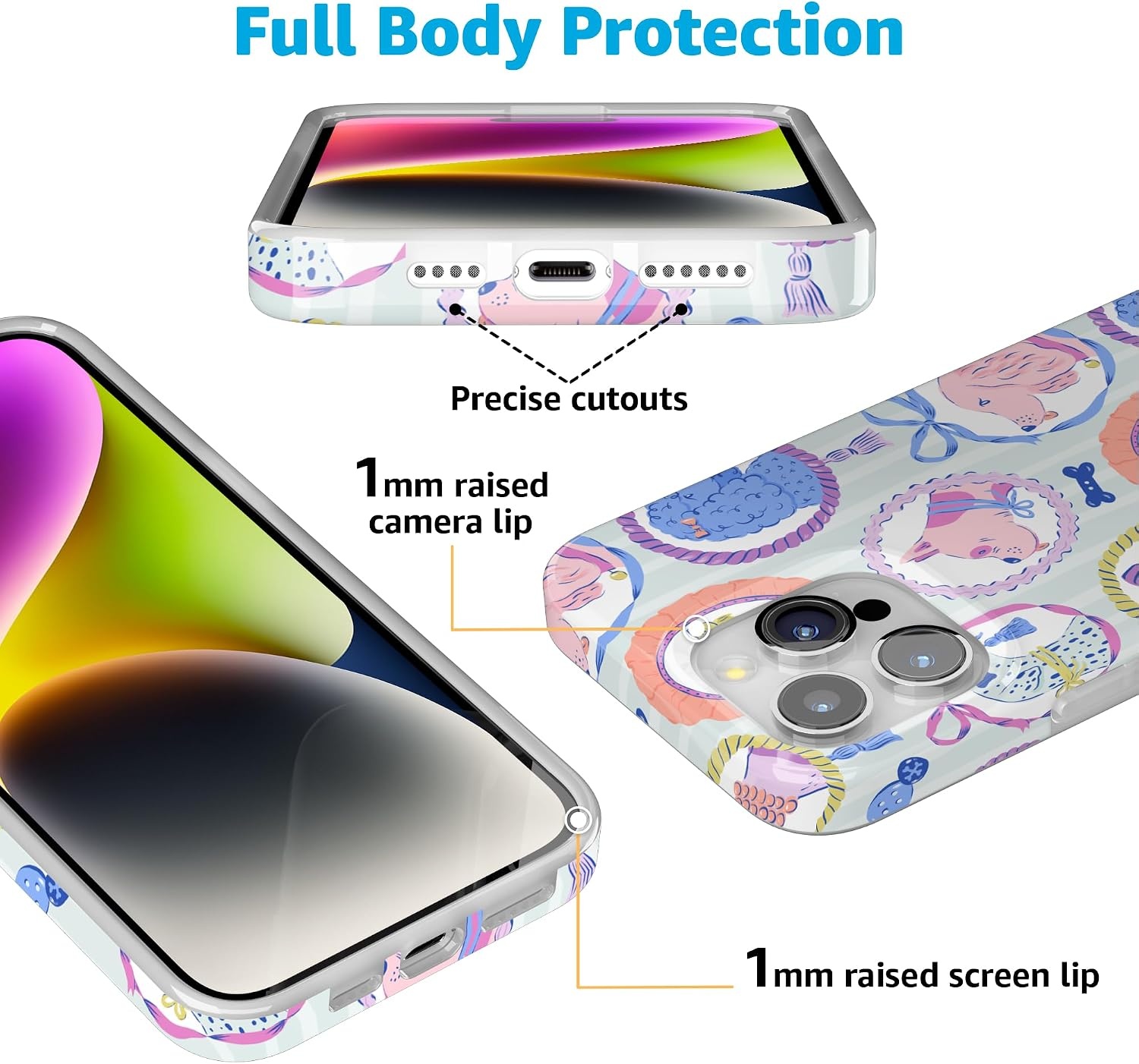 image:imageCasely iPhone 15 Pro Max Case Clear Skies Clear Shimmer Compatible with MagSafe Classic Ultra Slim DesignChateau Pups French Dog