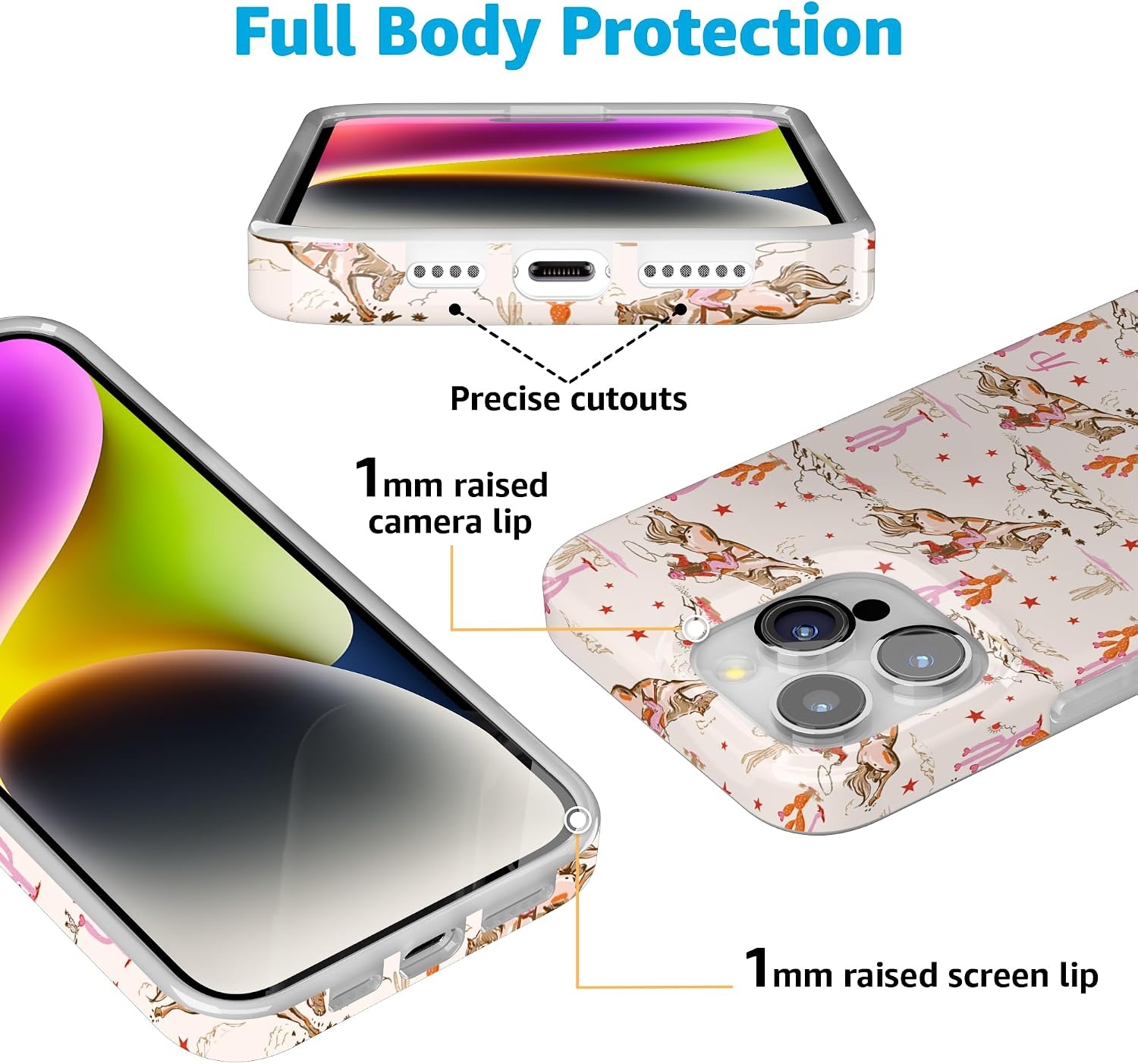image:imageCasely iPhone 15 Pro Max Case Clear Skies Clear Shimmer Compatible with MagSafe Classic Ultra Slim DesignCowgirl Canyon FashionPass x Casely