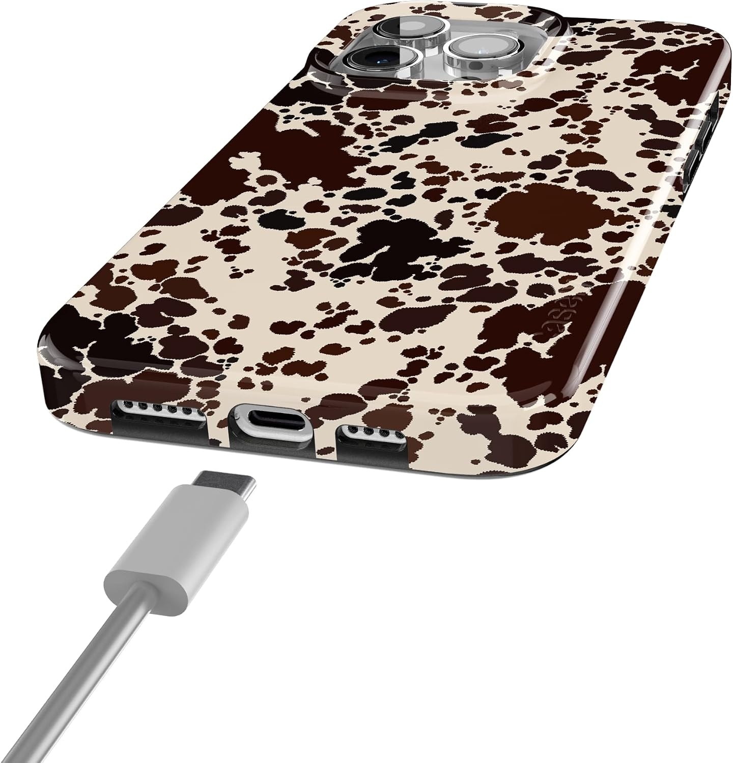 image:imageCasely iPhone 15 Pro Max Case Clear Skies Clear Shimmer Compatible with MagSafe Classic Ultra Slim DesignCowgirl Envy Cow Print