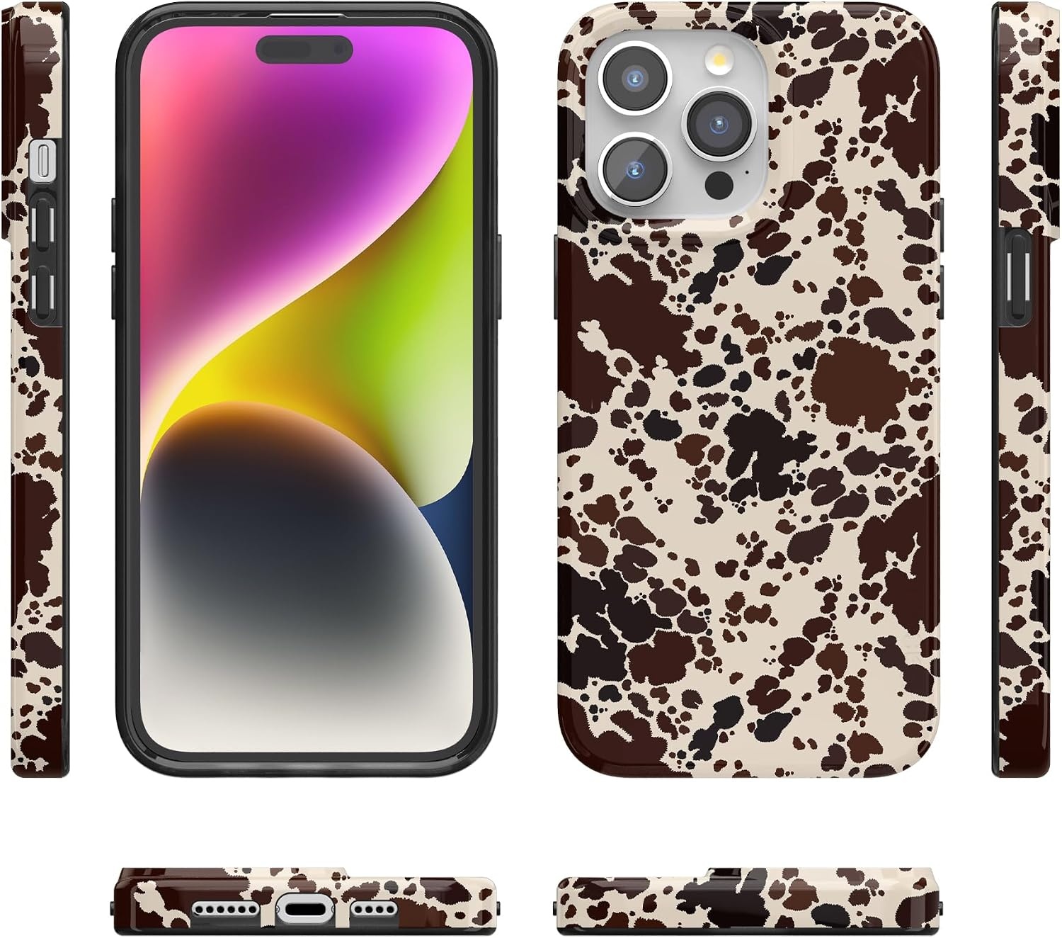 image:imageCasely iPhone 15 Pro Max Case Clear Skies Clear Shimmer Compatible with MagSafe Classic Ultra Slim DesignCowgirl Envy Cow Print