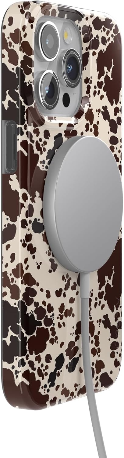 image:imageCasely iPhone 15 Pro Max Case Clear Skies Clear Shimmer Compatible with MagSafe Classic Ultra Slim DesignCowgirl Envy Cow Print