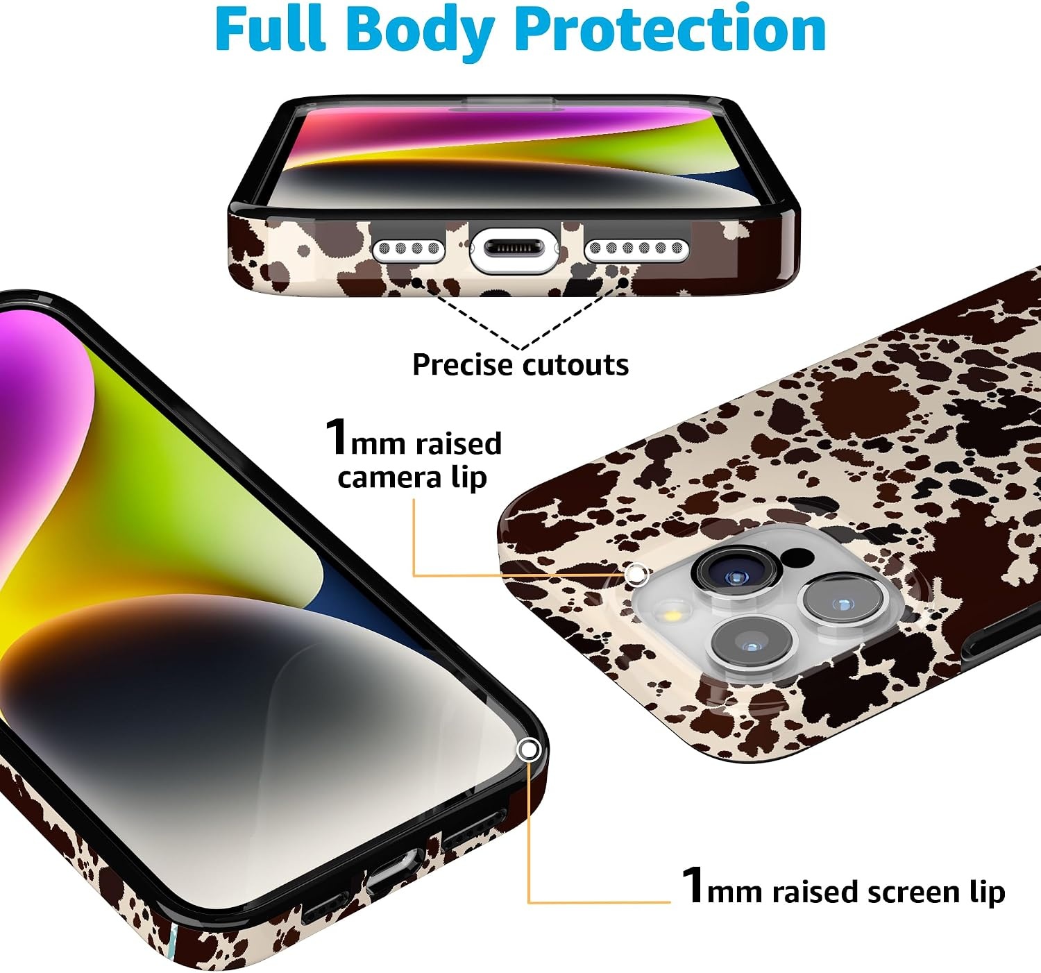 image:imageCasely iPhone 15 Pro Max Case Clear Skies Clear Shimmer Compatible with MagSafe Classic Ultra Slim DesignCowgirl Envy Cow Print