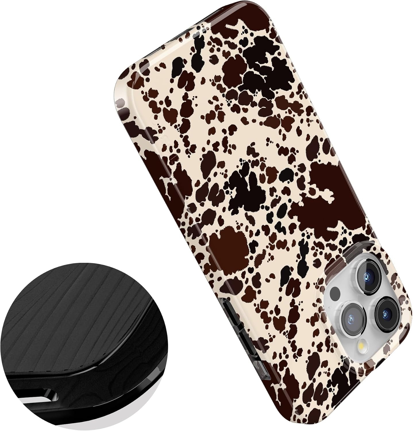 image:imageCasely iPhone 15 Pro Max Case Clear Skies Clear Shimmer Compatible with MagSafe Classic Ultra Slim DesignCowgirl Envy Cow Print