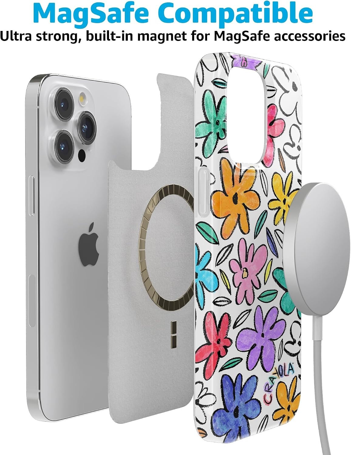 image:imageCasely iPhone 15 Pro Max Case Clear Skies Clear Shimmer Compatible with MagSafe Classic Ultra Slim DesignCrayola Outside the Lines Crayola Marker