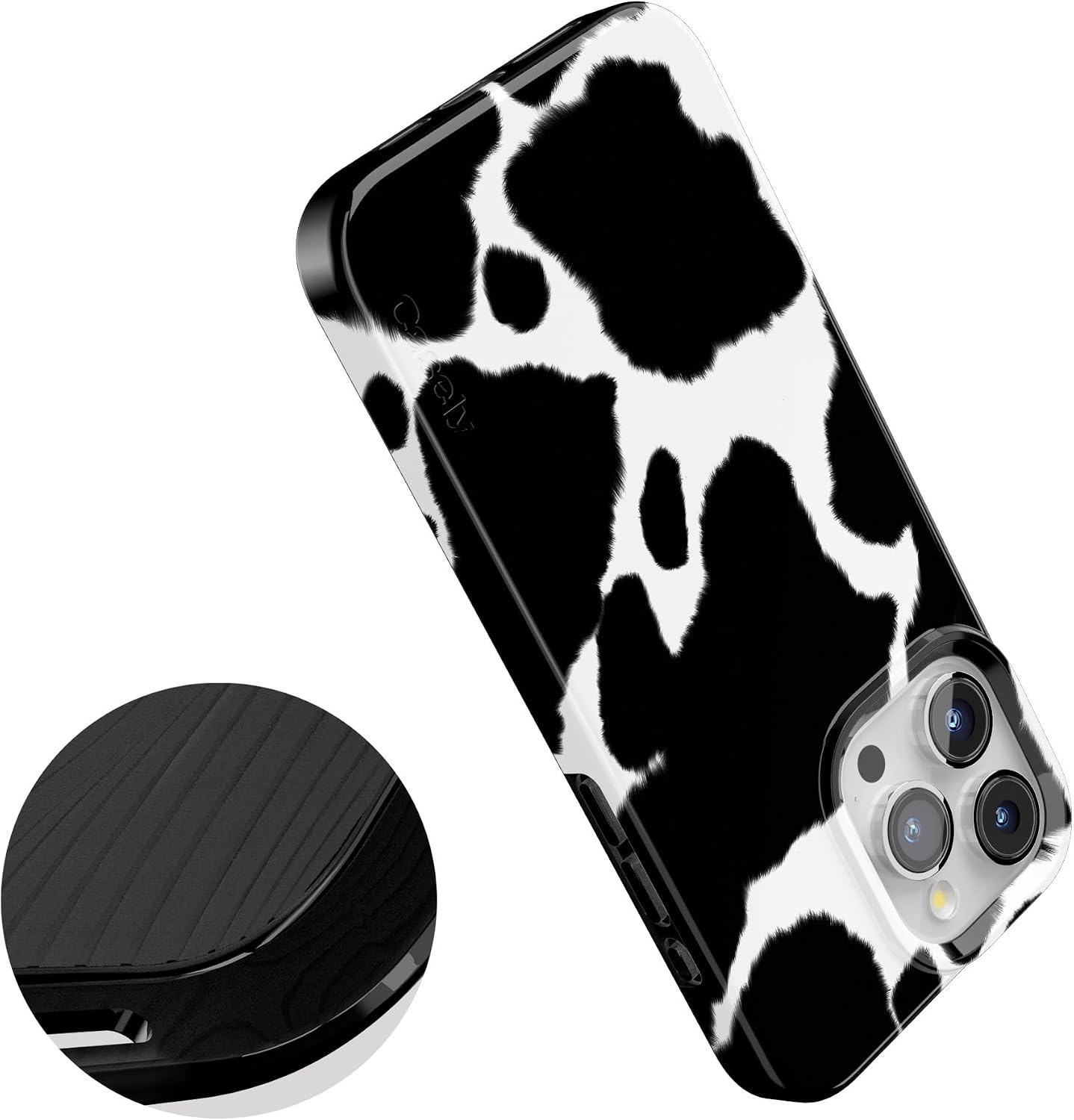 image:imageCasely iPhone 15 Pro Max Case Clear Skies Clear Shimmer Compatible with MagSafe Classic Ultra Slim DesignCurrent MOOd Cow Print