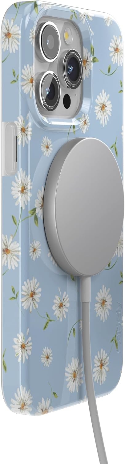image:imageCasely iPhone 15 Pro Max Case Clear Skies Clear Shimmer Compatible with MagSafe Classic Ultra Slim DesignDaisy Daydream Baby Blue Floral