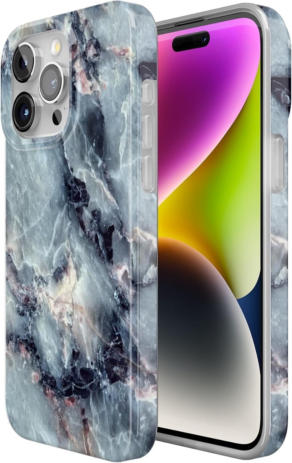 image:imageCasely iPhone 15 Pro Max Case Clear Skies Clear Shimmer Compatible with MagSafe Classic Ultra Slim DesignDeep Sea Blue Marble