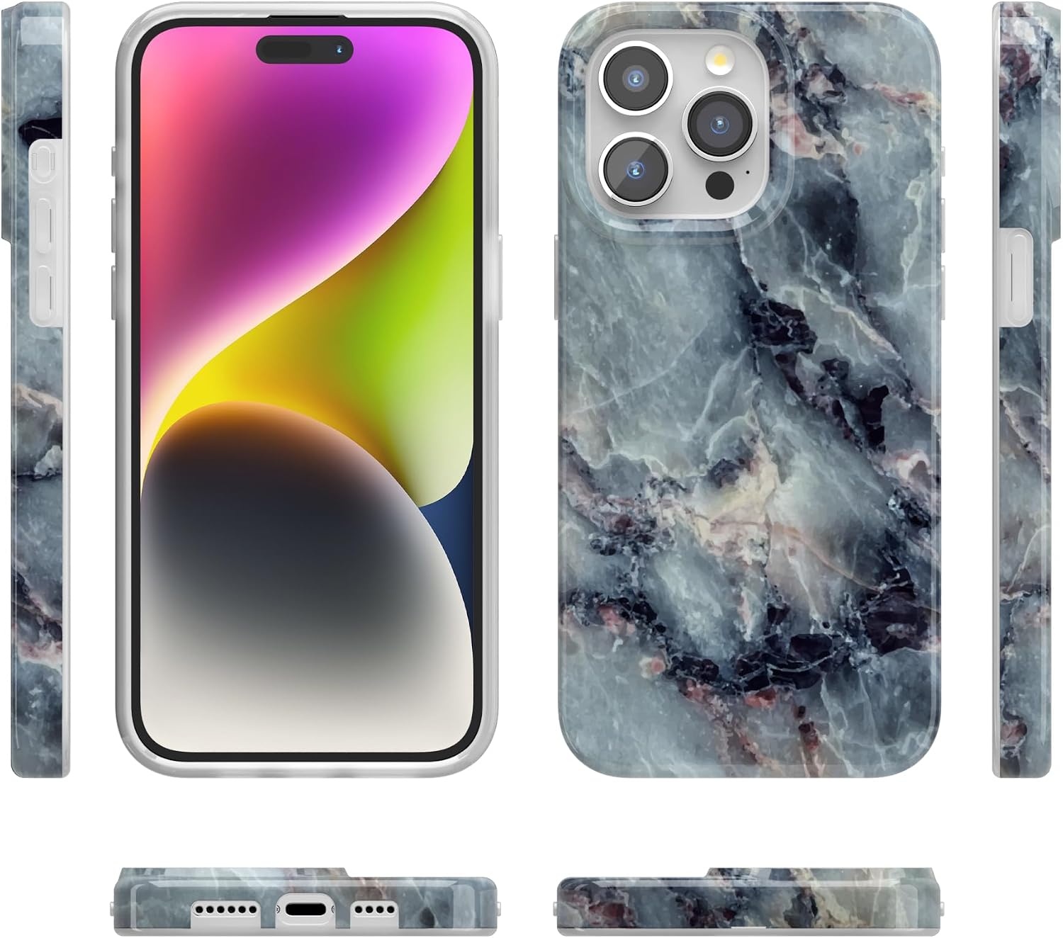 image:imageCasely iPhone 15 Pro Max Case Clear Skies Clear Shimmer Compatible with MagSafe Classic Ultra Slim DesignDeep Sea Blue Marble