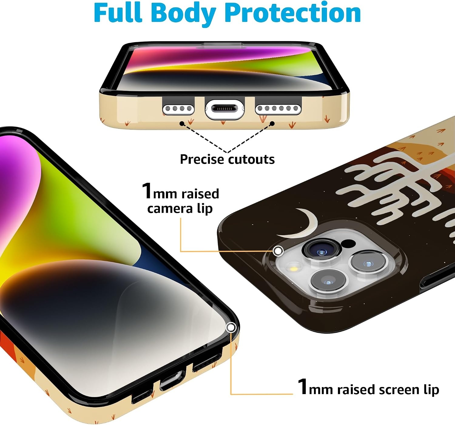 image:imageCasely iPhone 15 Pro Max Case Clear Skies Clear Shimmer Compatible with MagSafe Classic Ultra Slim DesignDesert Nights Cactus Colorblock