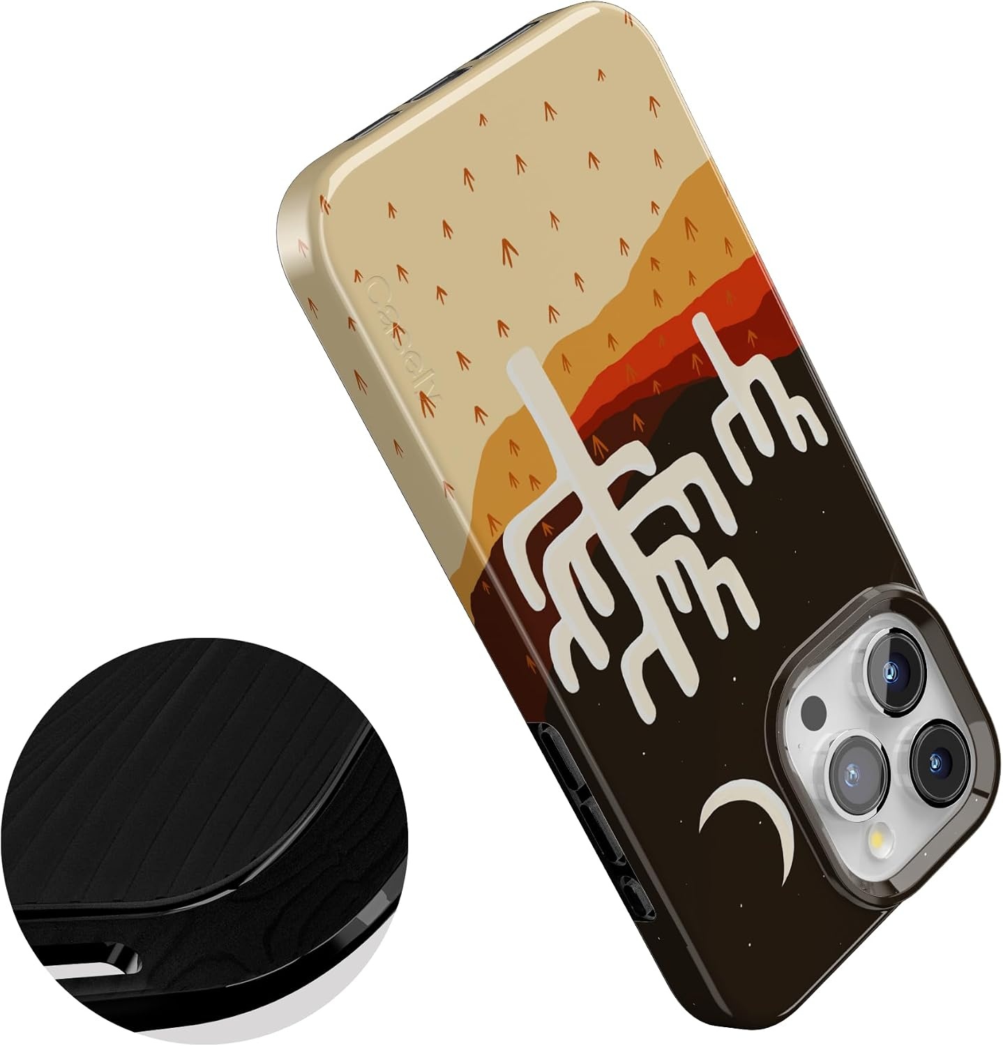 image:imageCasely iPhone 15 Pro Max Case Clear Skies Clear Shimmer Compatible with MagSafe Classic Ultra Slim DesignDesert Nights Cactus Colorblock