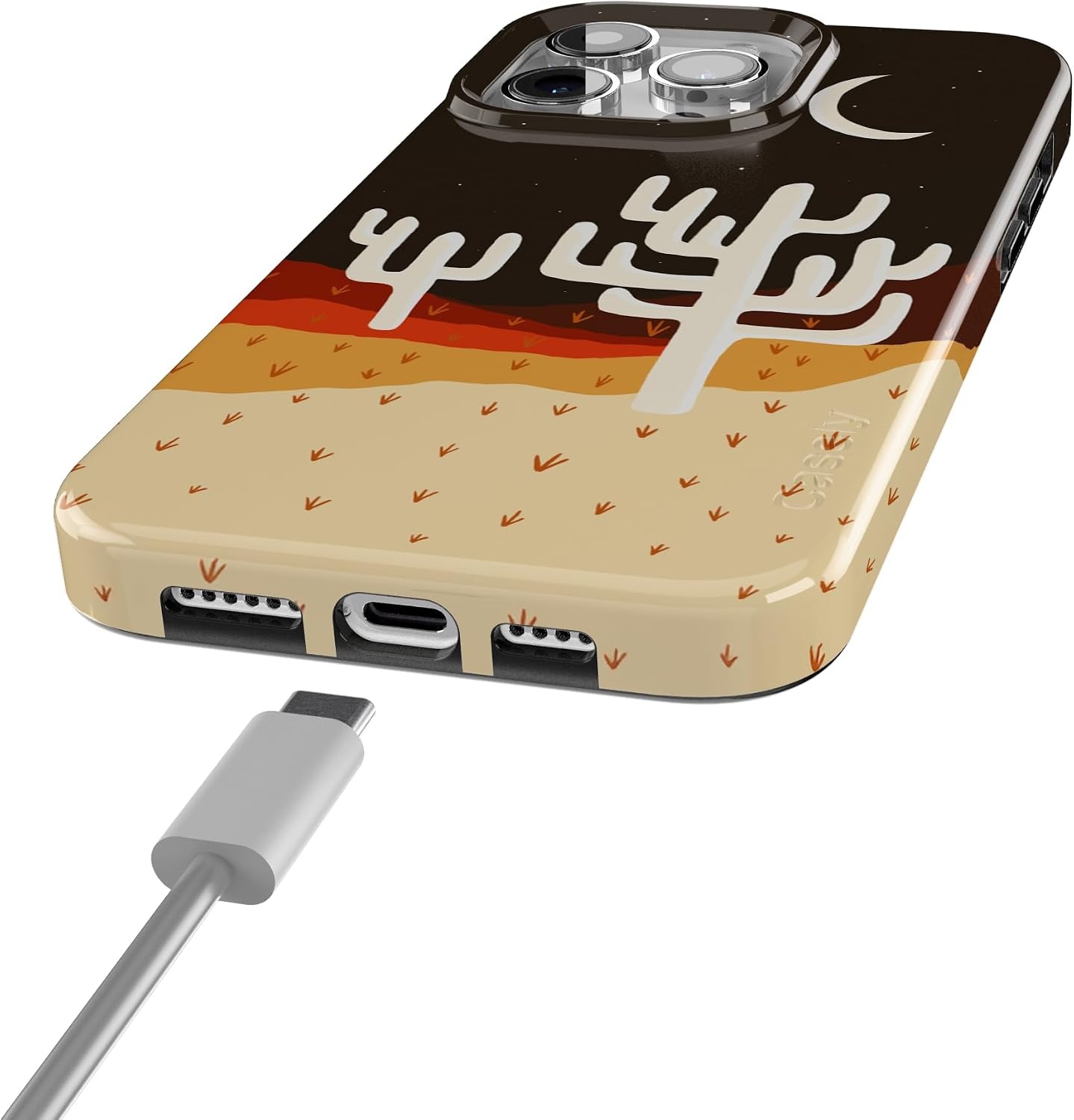 image:imageCasely iPhone 15 Pro Max Case Clear Skies Clear Shimmer Compatible with MagSafe Classic Ultra Slim DesignDesert Nights Cactus Colorblock
