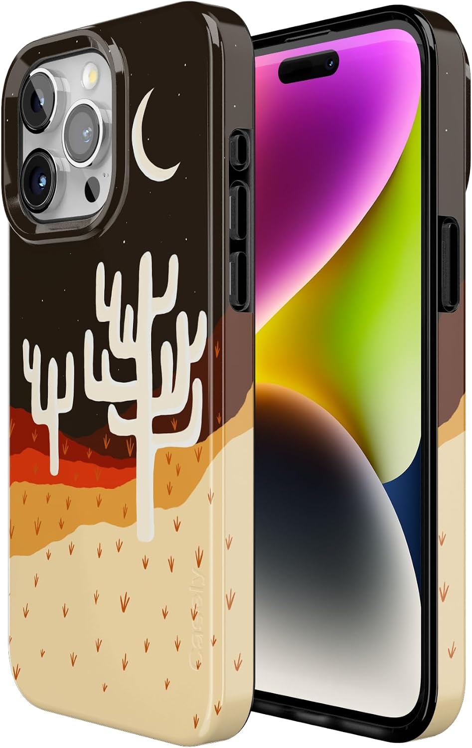 image:imageCasely iPhone 15 Pro Max Case Clear Skies Clear Shimmer Compatible with MagSafe Classic Ultra Slim DesignDesert Nights Cactus Colorblock