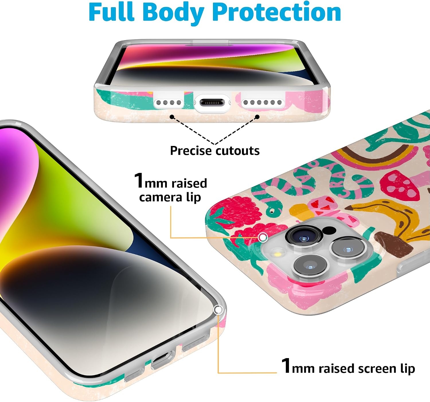 image:imageCasely iPhone 15 Pro Max Case Clear Skies Clear Shimmer Compatible with MagSafe Classic Ultra Slim DesignDoodle Bug Crayola Crayon