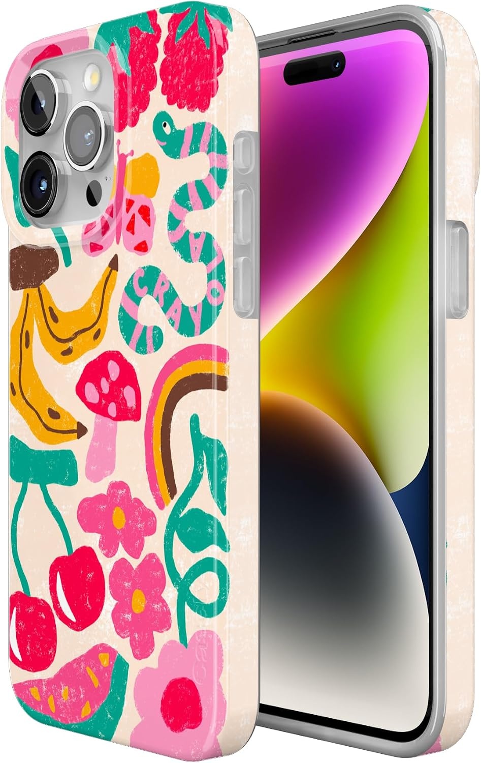 image:imageCasely iPhone 15 Pro Max Case Clear Skies Clear Shimmer Compatible with MagSafe Classic Ultra Slim DesignDoodle Bug Crayola Crayon