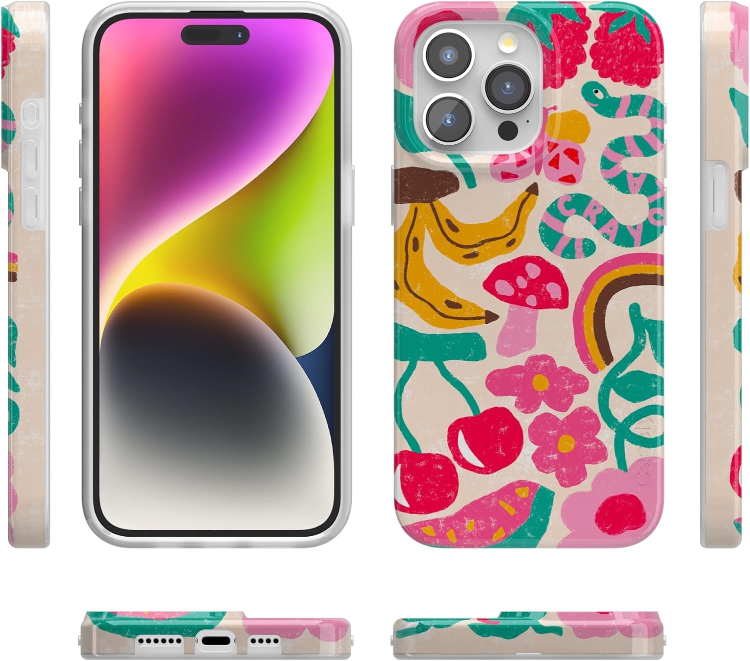 image:imageCasely iPhone 15 Pro Max Case Clear Skies Clear Shimmer Compatible with MagSafe Classic Ultra Slim DesignDoodle Bug Crayola Crayon