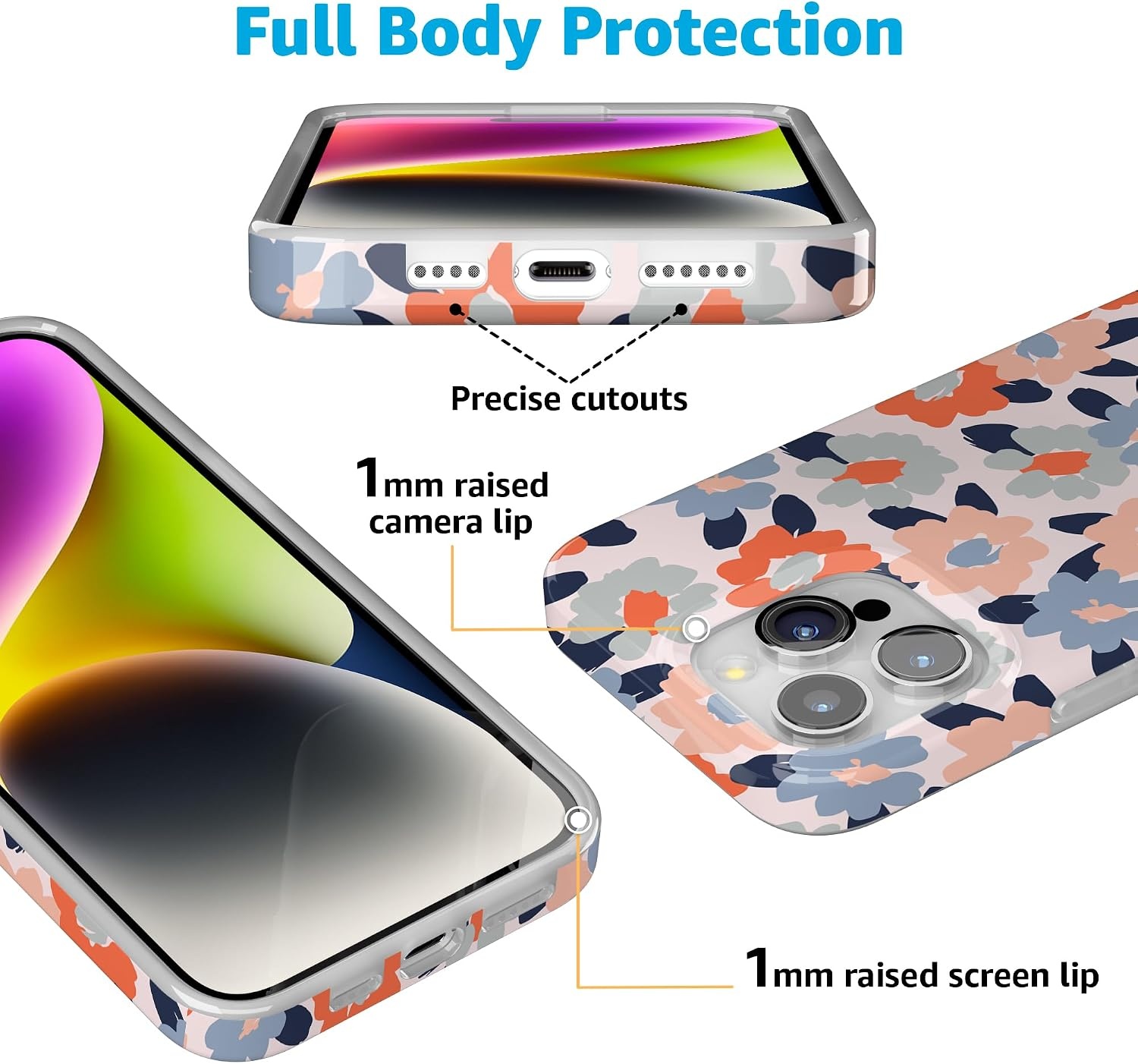 image:imageCasely iPhone 15 Pro Max Case Clear Skies Clear Shimmer Compatible with MagSafe Classic Ultra Slim DesignField of Flowers Pastel Floral