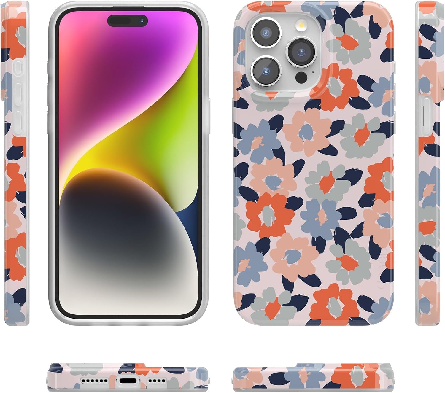 image:imageCasely iPhone 15 Pro Max Case Clear Skies Clear Shimmer Compatible with MagSafe Classic Ultra Slim DesignField of Flowers Pastel Floral