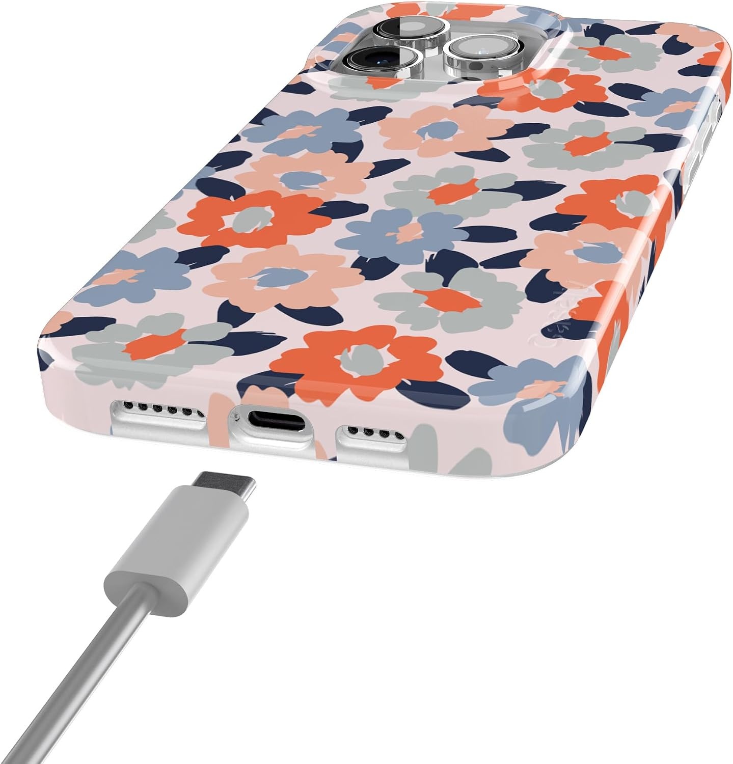 image:imageCasely iPhone 15 Pro Max Case Clear Skies Clear Shimmer Compatible with MagSafe Classic Ultra Slim DesignField of Flowers Pastel Floral
