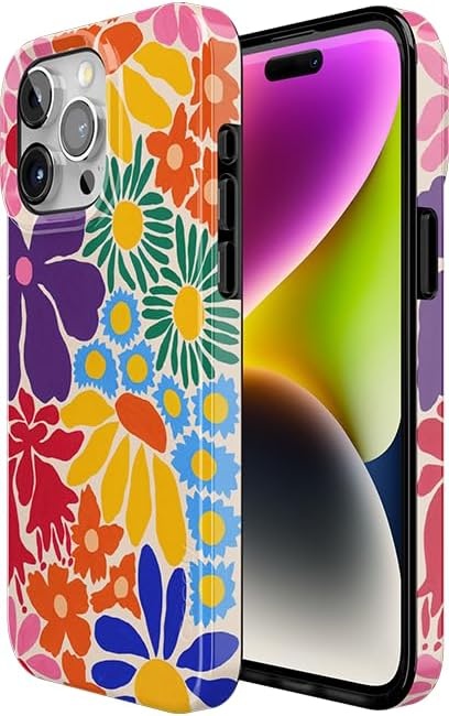 image:imageCasely iPhone 15 Pro Max Case Clear Skies Clear Shimmer Compatible with MagSafe Classic Ultra Slim DesignFlower Patch MultiColor Floral