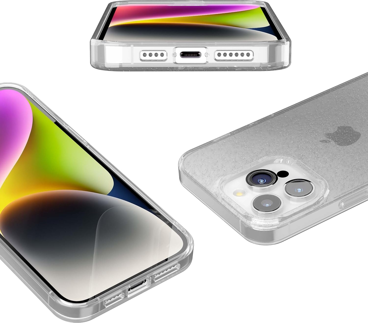 image:imageCasely iPhone 15 Pro Max Case Clear Skies Clear Shimmer Compatible with MagSafe Classic Ultra Slim DesignGlitter Clear Skies Clear Glitter