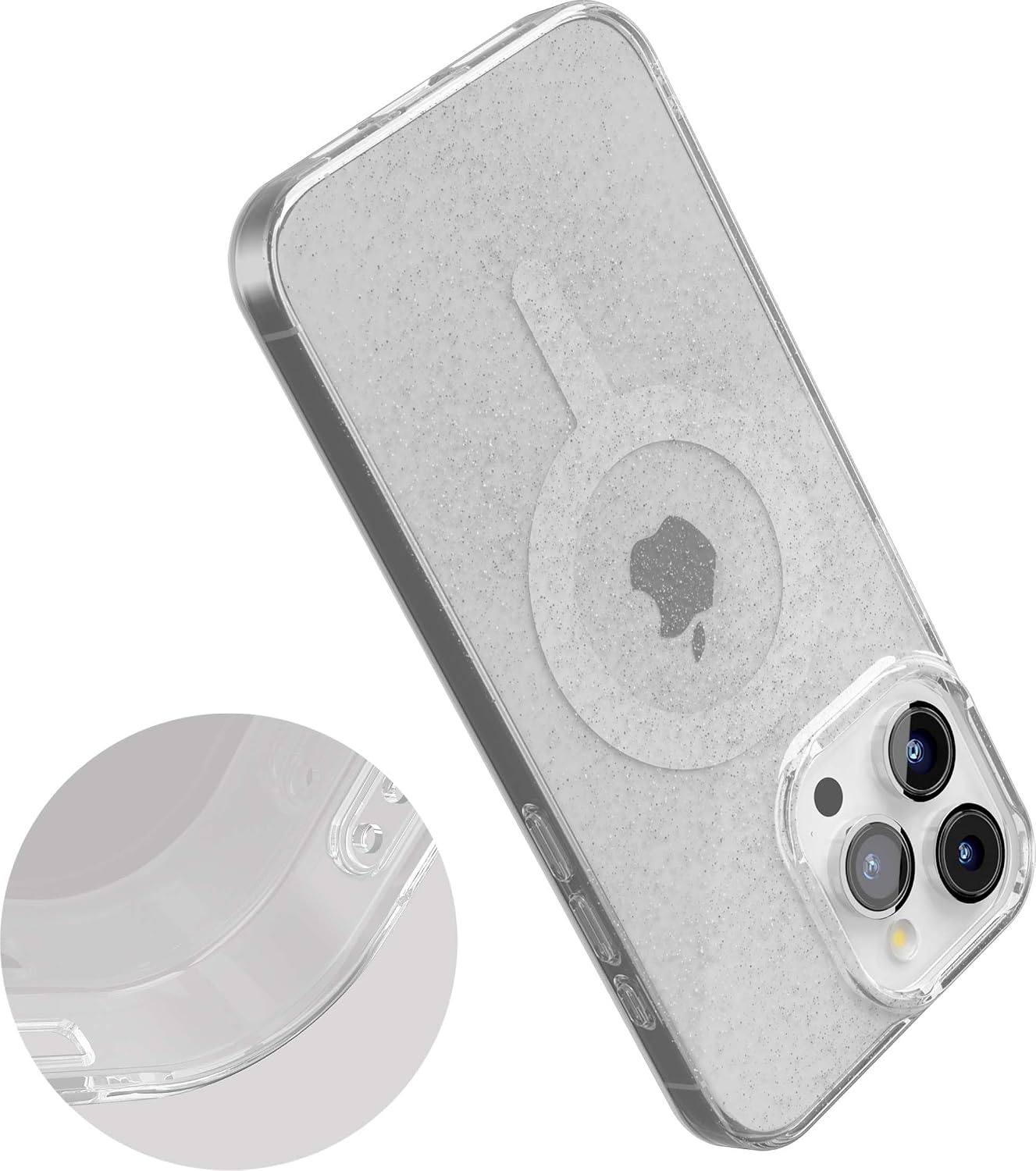 image:imageCasely iPhone 15 Pro Max Case Clear Skies Clear Shimmer Compatible with MagSafe Classic Ultra Slim DesignGlitter Clear Skies Clear Glitter