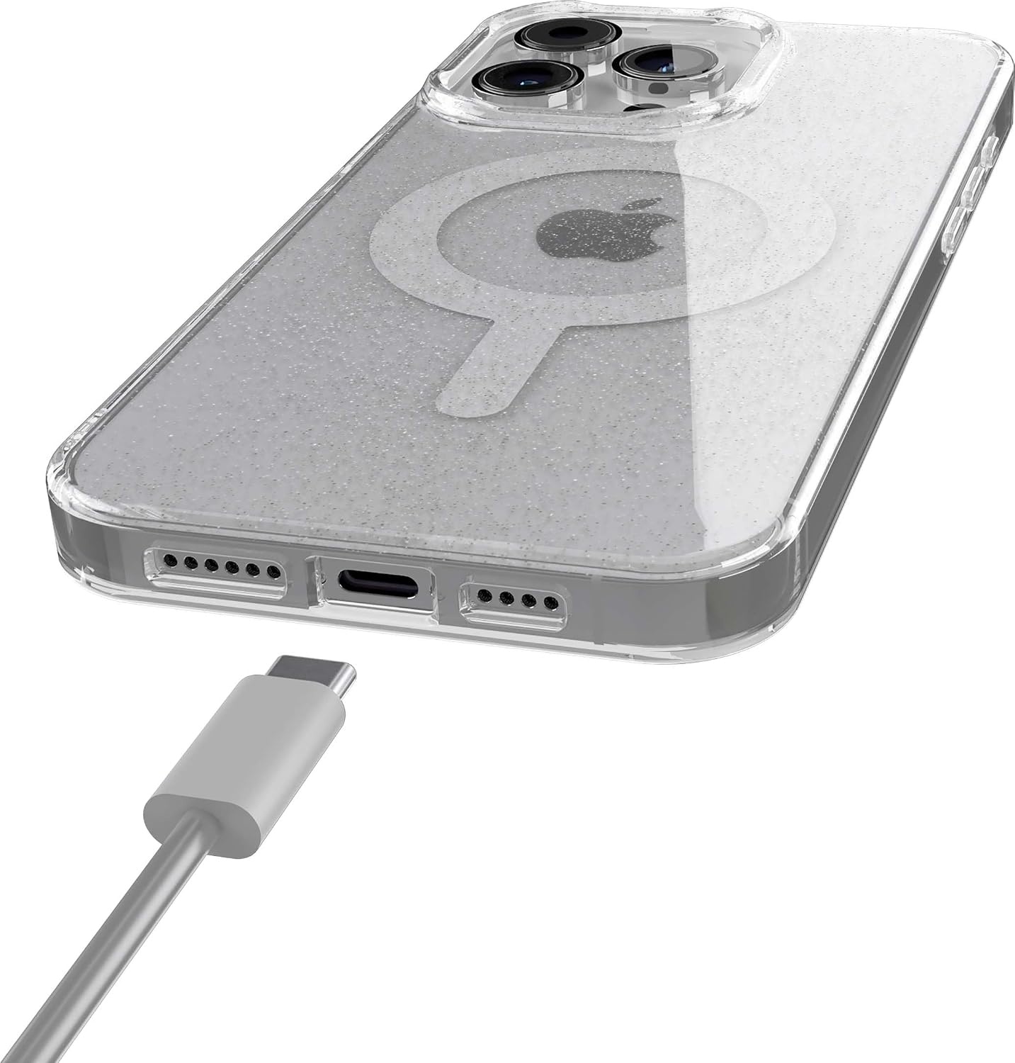 image:imageCasely iPhone 15 Pro Max Case Clear Skies Clear Shimmer Compatible with MagSafe Classic Ultra Slim DesignGlitter Clear Skies Clear Glitter