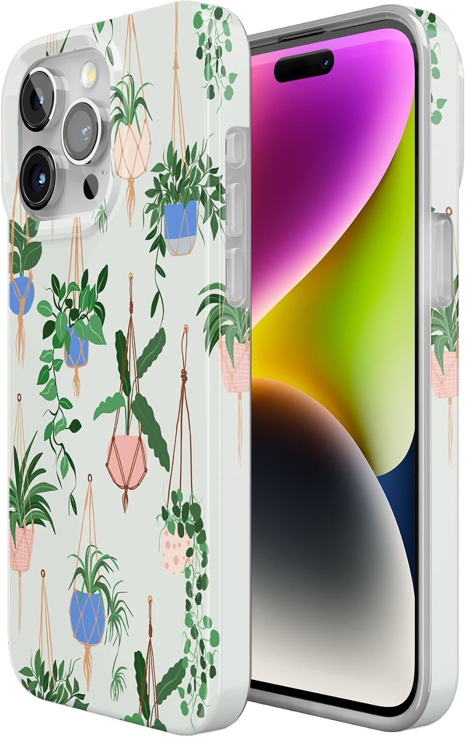 image:imageCasely iPhone 15 Pro Max Case Clear Skies Clear Shimmer Compatible with MagSafe Classic Ultra Slim DesignHanging Around Potted Plants Floral
