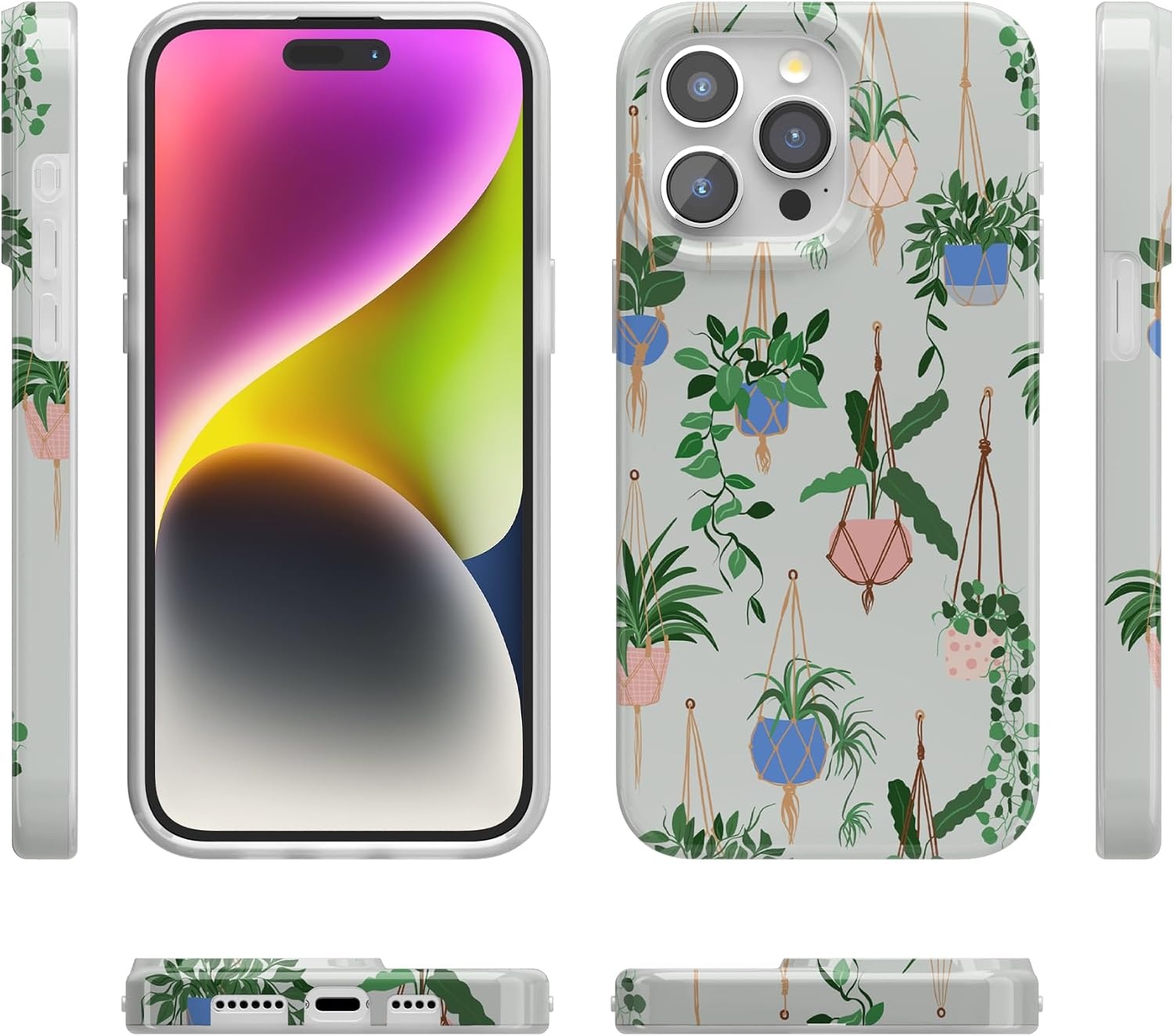 image:imageCasely iPhone 15 Pro Max Case Clear Skies Clear Shimmer Compatible with MagSafe Classic Ultra Slim DesignHanging Around Potted Plants Floral