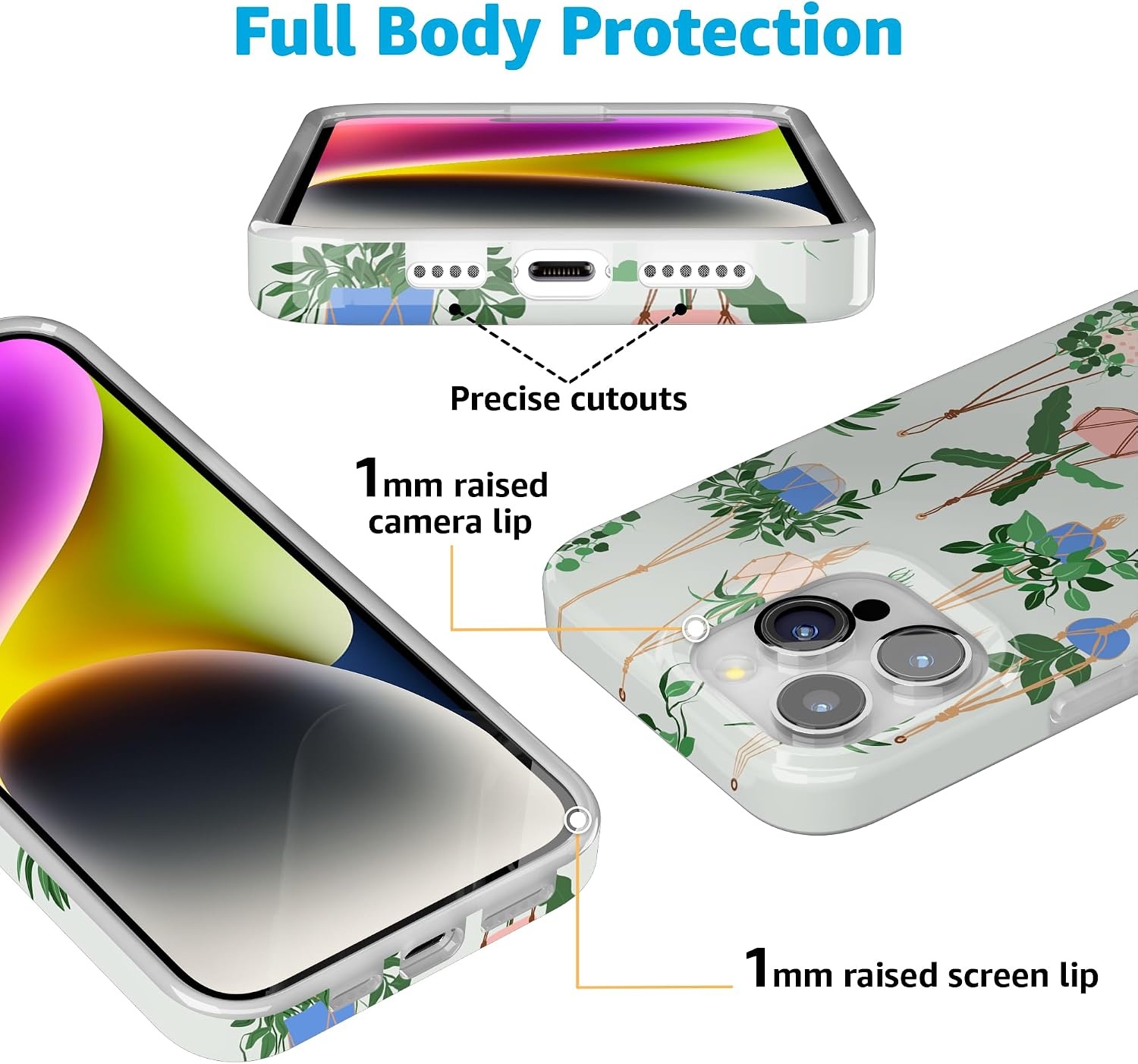 image:imageCasely iPhone 15 Pro Max Case Clear Skies Clear Shimmer Compatible with MagSafe Classic Ultra Slim DesignHanging Around Potted Plants Floral