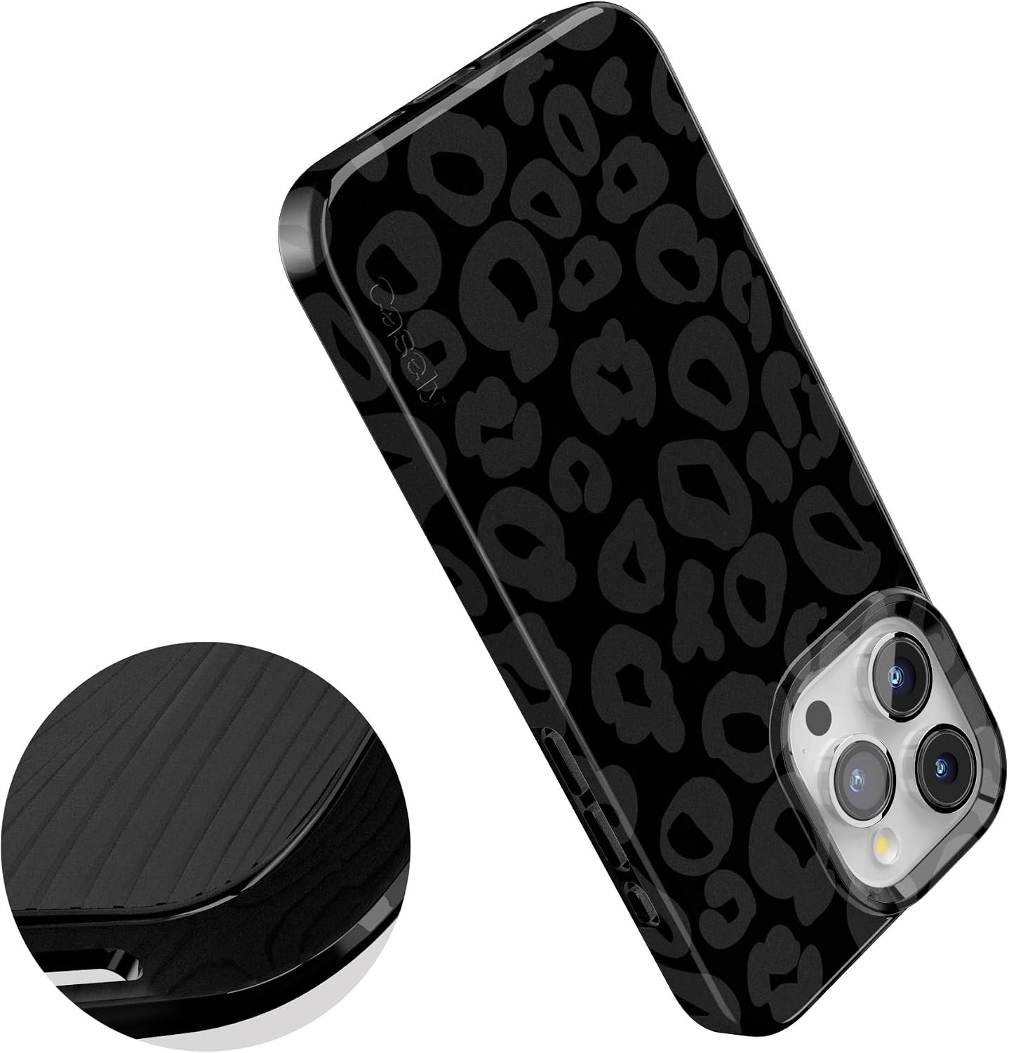 image:imageCasely iPhone 15 Pro Max Case Clear Skies Clear Shimmer Compatible with MagSafe Classic Ultra Slim DesignInto the Wild Black Leopard