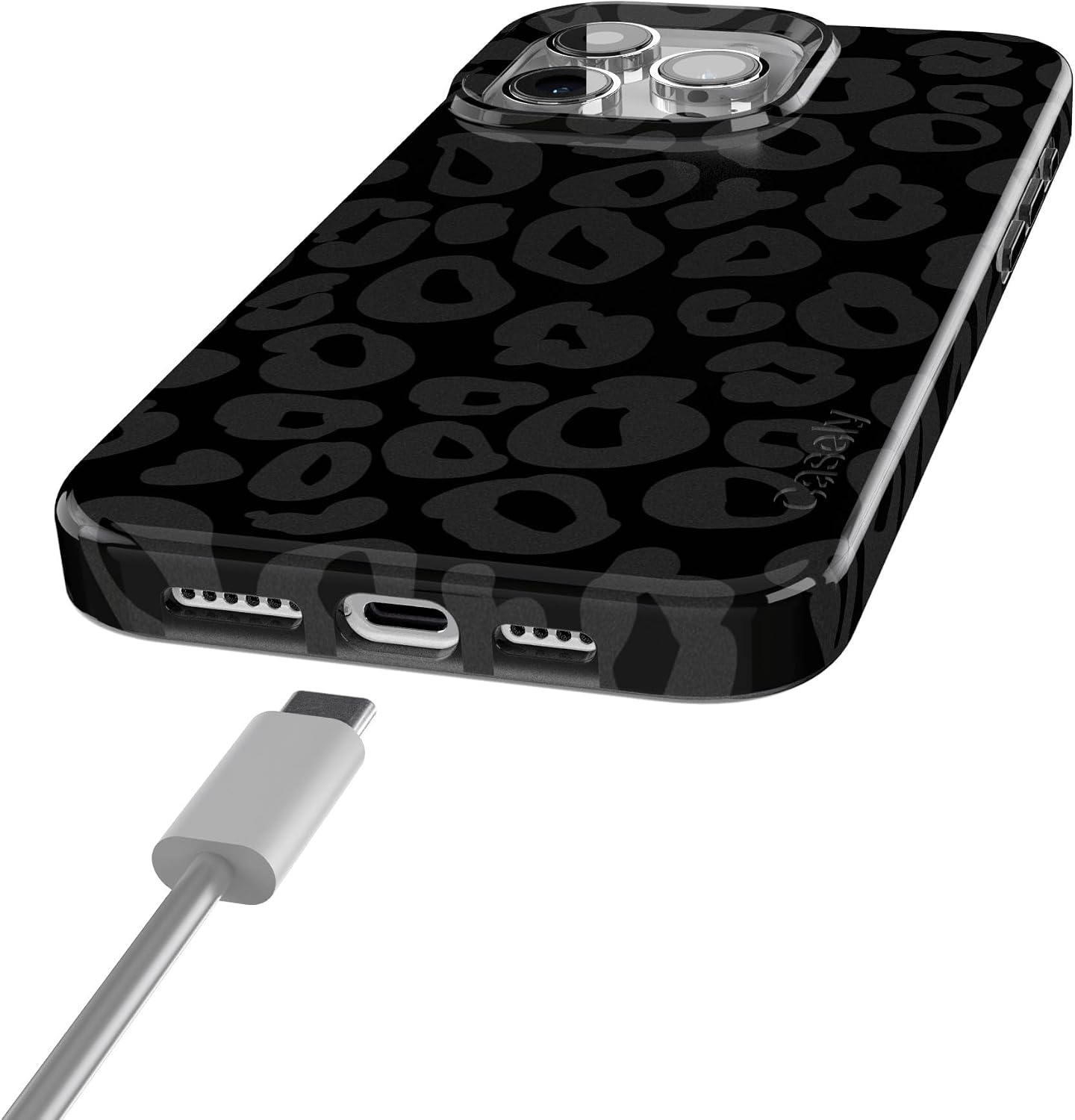 image:imageCasely iPhone 15 Pro Max Case Clear Skies Clear Shimmer Compatible with MagSafe Classic Ultra Slim DesignInto the Wild Black Leopard
