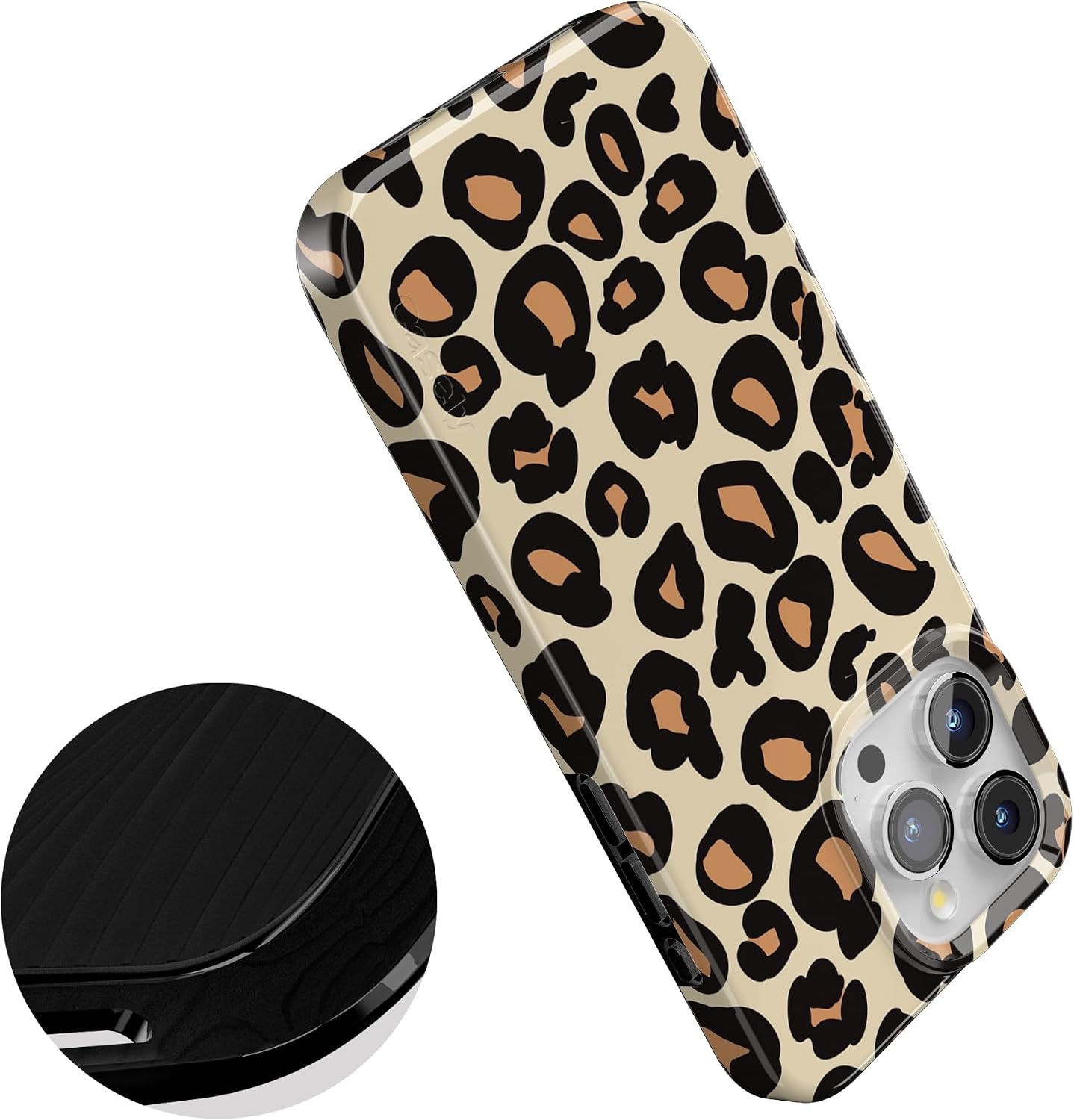 image:imageCasely iPhone 15 Pro Max Case Clear Skies Clear Shimmer Compatible with MagSafe Classic Ultra Slim DesignInto the Wild Leopard Print