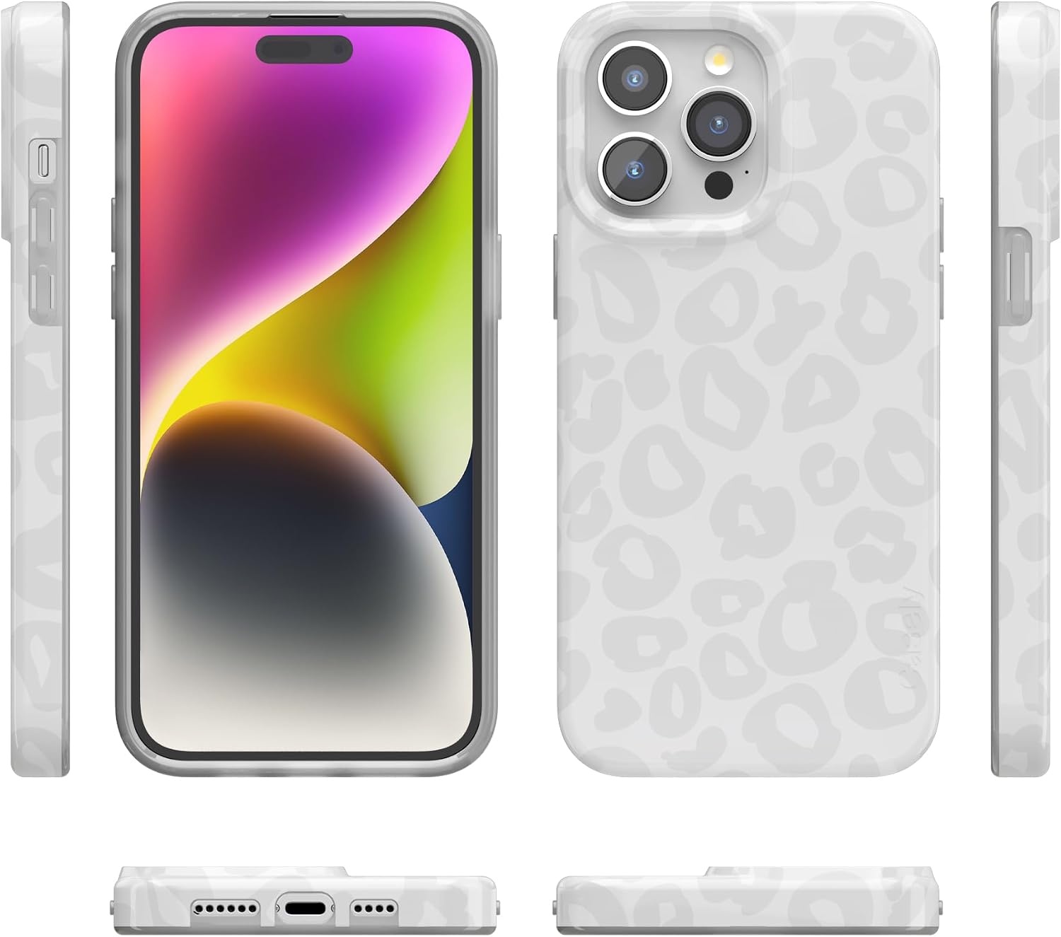 image:imageCasely iPhone 15 Pro Max Case Clear Skies Clear Shimmer Compatible with MagSafe Classic Ultra Slim DesignInto the Wild White Snow Leopard