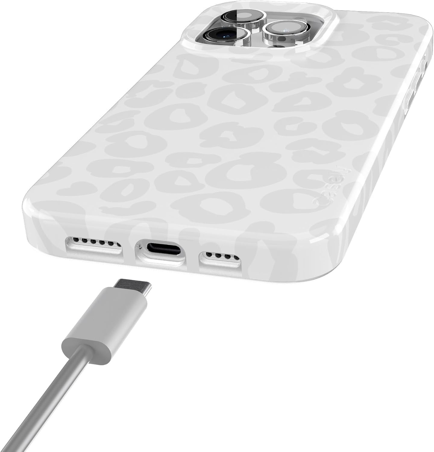 image:imageCasely iPhone 15 Pro Max Case Clear Skies Clear Shimmer Compatible with MagSafe Classic Ultra Slim DesignInto the Wild White Snow Leopard